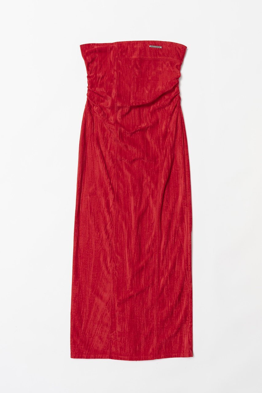【プランク プロジェクト/PRANK PROJECT】のクラッシュベロアベアワンピース / Crushed Velour Bare Dress インテリア・キッズ・メンズ・レディースファッション・服の通販 founy(ファニー) 　ファッション　Fashion　レディースファッション　Fashion for Women　ワンピース　Dresses　フォーマル・パーティードレス・結婚式用ドレス　Elegant & Casual Dresses　チュニック　Tunic Tops & Dresses　おすすめ　Recommended / Our Picks　インナー　Innerwear　キャミワンピース　Cami Dress, Slip Dress　ギャザー　Gathered, Ruffled　クラッシュ　Distressed, Crashed Style　ストレート　Straight, Straight Cut　スリット　Slit, Slit Detail　チュニック　Tunic, Long Top　ベロア　Velour, Soft Velvet　ロング　Long, Long-Length　RED(レッド)|ID: prp329100004607330 ipo3291000000032891387