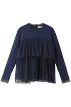 【マリリンムーン/MARILYN MOON】のドットチュールラッフルカットソートップ 人気、トレンドファッション・服の通販 founy(ファニー) ファッション Fashion レディースファッション Fashion for Women トップス・カットソー Cut & Sew Tops シャツ・ブラウス・オフィスカジュアル Elegant Blouses & Button-Ups カットソー・ベーシックTシャツ Cut-and-Sewn Tops / Stretch Tees & Basics アシンメトリー Asymmetrical Style カットソー Cut and Sewn Top シアー Sheer, See-Through スリーブ Sleeve, Long Sleeve / Short Sleeve チュール Tulip, Tulip Motif フェミニン Feminine, Girly ベスト Vest, Waistcoat ボトム Bottoms, Lower Wear ランダム Random, Irregular ロング Long, Long-Length エレガント 上品 Elegant thumbnail ネイビー|ID: prp329100004607334 ipo3291000000034955820