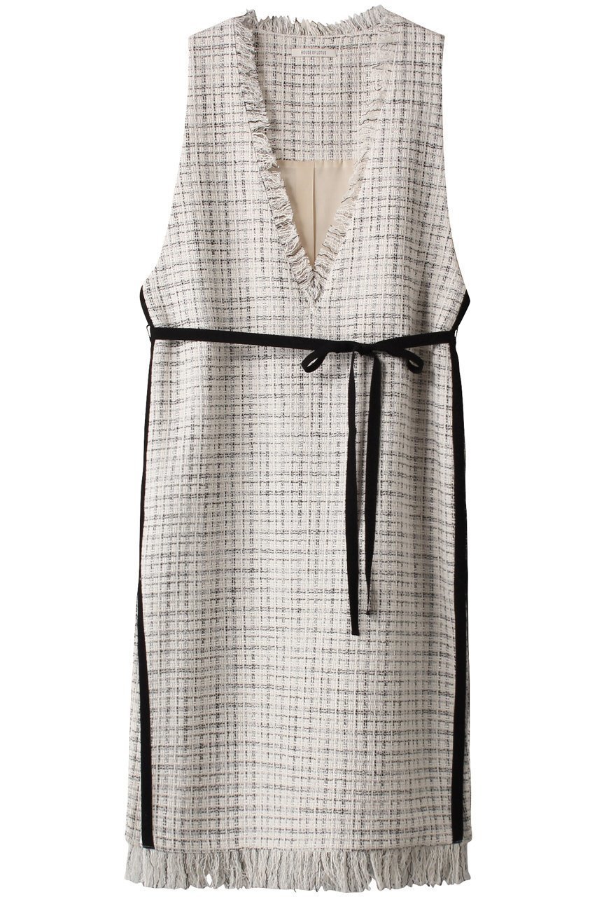 【ハウス オブ ロータス/HOUSE OF LOTUS】のモノトーンツィードジャンパースカート 人気、トレンドファッション・服の通販 founy(ファニー) 　ファッション　Fashion　レディースファッション　Fashion for Women　スカート　Skirts　ワンピース　Dresses　おすすめ　Recommended / Our Picks　イタリア　Italy　インナー　Innerwear　チュニック　Tunic, Long Top　ツイード　Twill, Twill Weave　フリンジ　Fringe, Tassel　モノトーン　Monotone, Black and White　 other-1|ID: prp329100004607338 ipo3291000000034952287