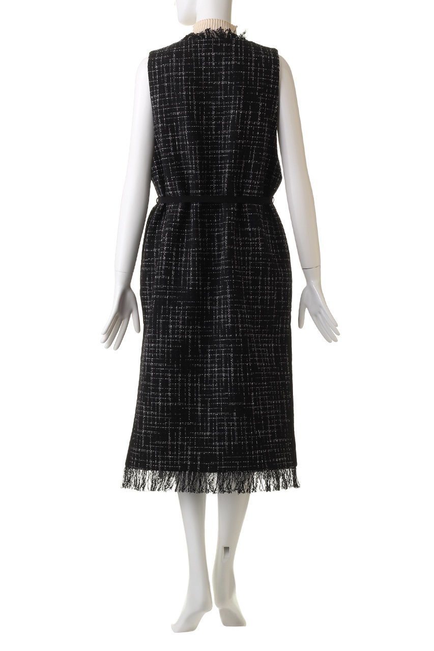 【ハウス オブ ロータス/HOUSE OF LOTUS】のモノトーンツィードジャンパースカート 人気、トレンドファッション・服の通販 founy(ファニー) 　ファッション　Fashion　レディースファッション　Fashion for Women　スカート　Skirts　ワンピース　Dresses　おすすめ　Recommended / Our Picks　イタリア　Italy　インナー　Innerwear　チュニック　Tunic, Long Top　ツイード　Twill, Twill Weave　フリンジ　Fringe, Tassel　モノトーン　Monotone, Black and White　other-4|ID: prp329100004607338 ipo3291000000034952297