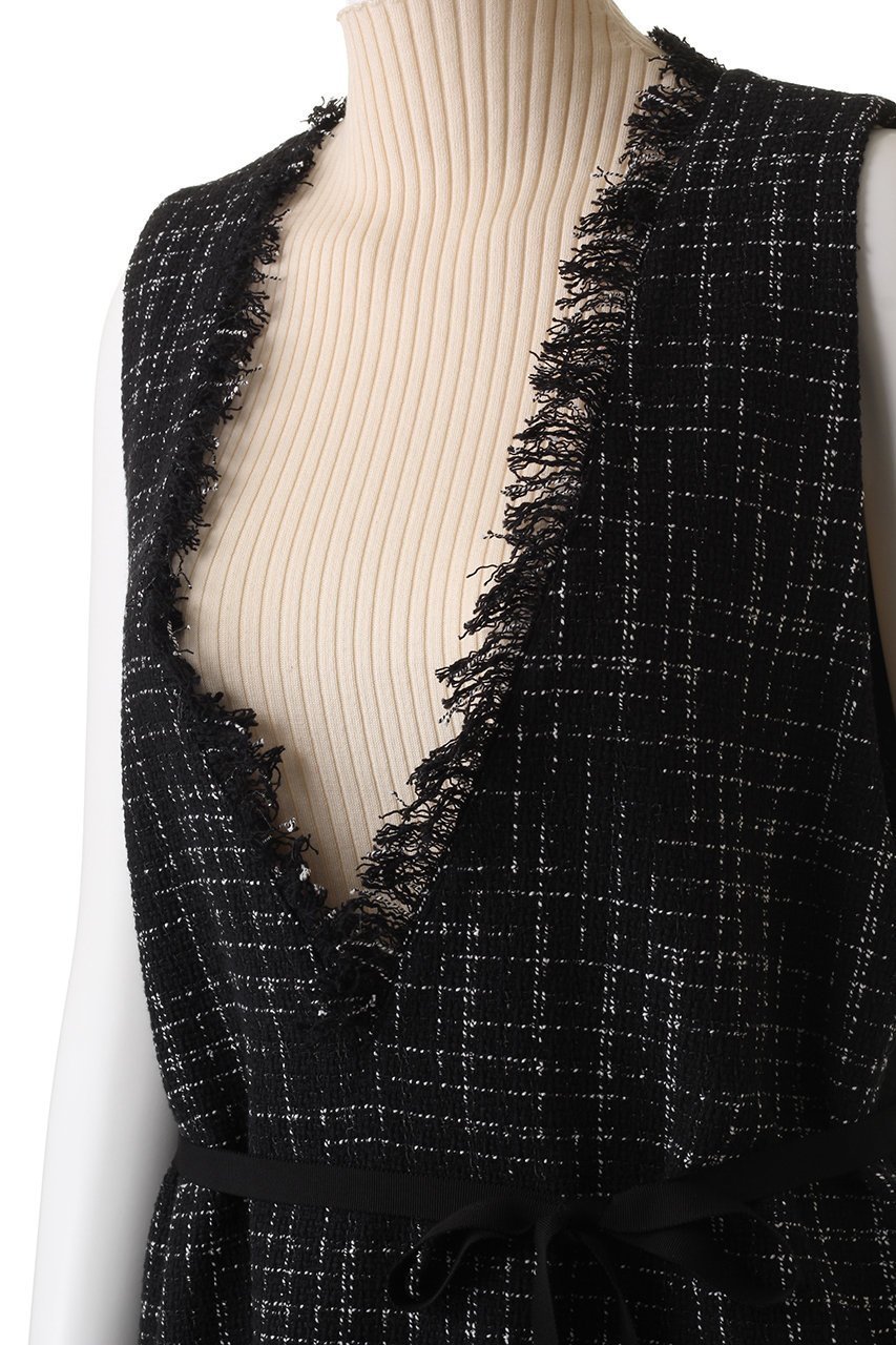 【ハウス オブ ロータス/HOUSE OF LOTUS】のモノトーンツィードジャンパースカート 人気、トレンドファッション・服の通販 founy(ファニー) 　ファッション　Fashion　レディースファッション　Fashion for Women　スカート　Skirts　ワンピース　Dresses　おすすめ　Recommended / Our Picks　イタリア　Italy　インナー　Innerwear　チュニック　Tunic, Long Top　ツイード　Twill, Twill Weave　フリンジ　Fringe, Tassel　モノトーン　Monotone, Black and White　other-5|ID: prp329100004607338 ipo3291000000034952299