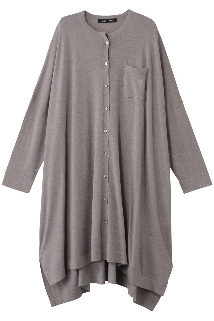 【ミズイロ インド/mizuiro ind】のhigh gauge stand collar OP ワンピース インテリア・キッズ・メンズ・レディースファッション・服の通販 founy(ファニー) 　ファッション　Fashion　レディースファッション　Fashion for Women　ワンピース　Dresses　チュニック　Tunic Tops & Dresses　カーディガン　Cardigan, Knitwear　シアー　Sheer, See-Through　シンプル　Simple, Minimal　スリット　Slit, Slit Detail　チュニック　Tunic, Long Top　ロング　Long, Long-Length　s.beige|ID: prp329100004607361 ipo3291000000032892165