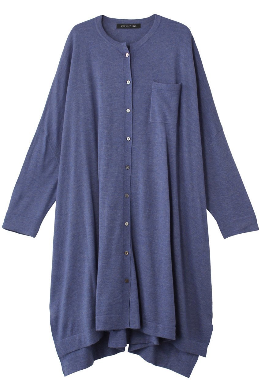 【ミズイロ インド/mizuiro ind】のhigh gauge stand collar OP ワンピース インテリア・キッズ・メンズ・レディースファッション・服の通販 founy(ファニー) 　ファッション　Fashion　レディースファッション　Fashion for Women　ワンピース　Dresses　チュニック　Tunic Tops & Dresses　カーディガン　Cardigan, Knitwear　シアー　Sheer, See-Through　シンプル　Simple, Minimal　スリット　Slit, Slit Detail　チュニック　Tunic, Long Top　ロング　Long, Long-Length　blue|ID: prp329100004607361 ipo3291000000032892168