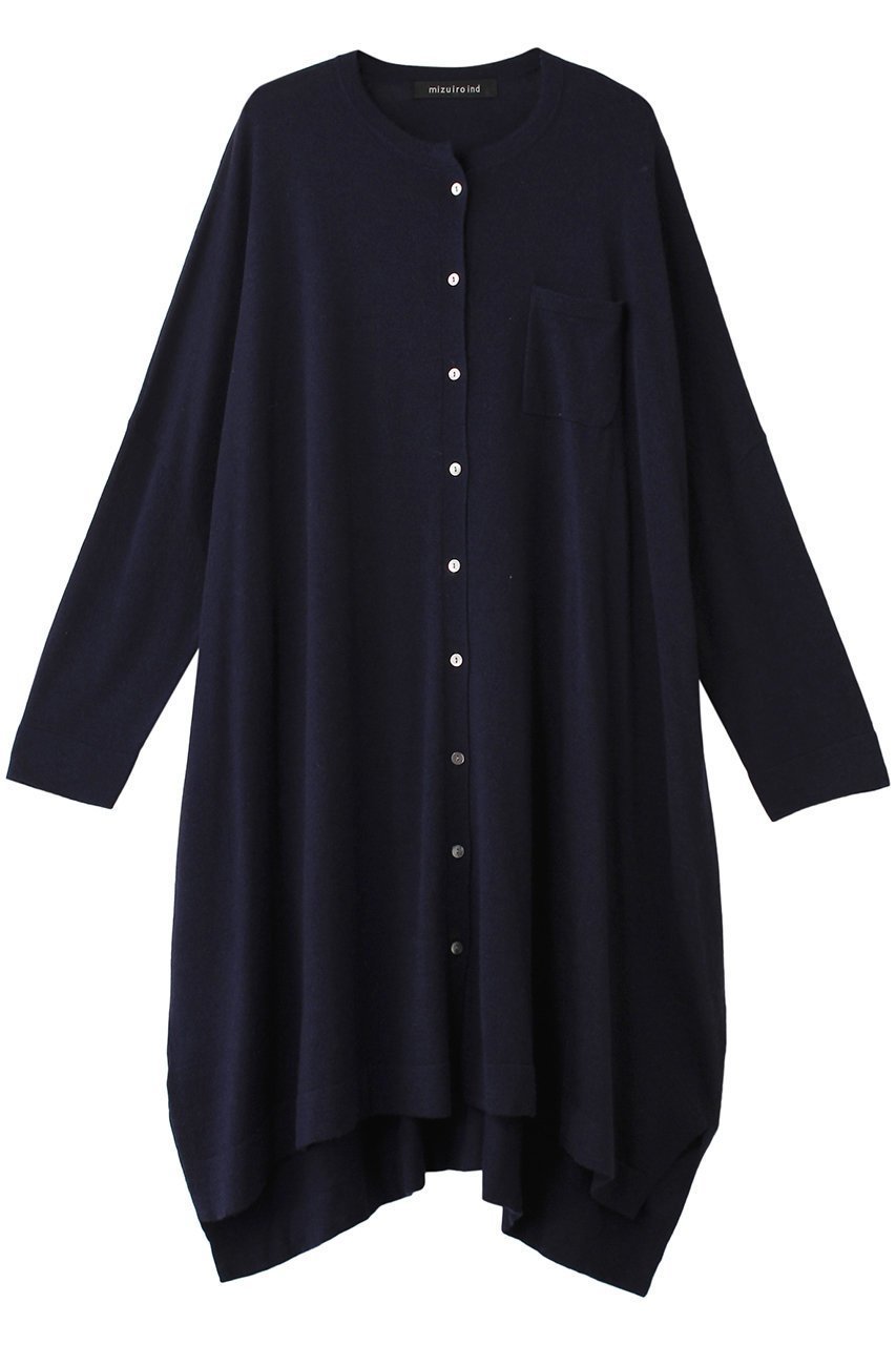 【ミズイロ インド/mizuiro ind】のhigh gauge stand collar OP ワンピース インテリア・キッズ・メンズ・レディースファッション・服の通販 founy(ファニー) 　ファッション　Fashion　レディースファッション　Fashion for Women　ワンピース　Dresses　チュニック　Tunic Tops & Dresses　カーディガン　Cardigan, Knitwear　シアー　Sheer, See-Through　シンプル　Simple, Minimal　スリット　Slit, Slit Detail　チュニック　Tunic, Long Top　ロング　Long, Long-Length　navy|ID: prp329100004607361 ipo3291000000032892172