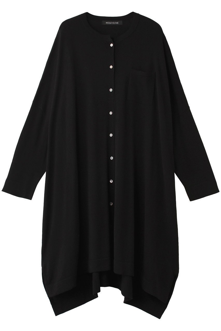 【ミズイロ インド/mizuiro ind】のhigh gauge stand collar OP ワンピース インテリア・キッズ・メンズ・レディースファッション・服の通販 founy(ファニー) 　ファッション　Fashion　レディースファッション　Fashion for Women　ワンピース　Dresses　チュニック　Tunic Tops & Dresses　カーディガン　Cardigan, Knitwear　シアー　Sheer, See-Through　シンプル　Simple, Minimal　スリット　Slit, Slit Detail　チュニック　Tunic, Long Top　ロング　Long, Long-Length　black|ID: prp329100004607361 ipo3291000000032892180