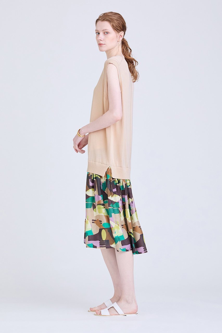 【ハウス オブ ロータス/HOUSE OF LOTUS】のプリントドッキングワンピース 人気、トレンドファッション・服の通販 founy(ファニー) 　ファッション　Fashion　レディースファッション　Fashion for Women　ワンピース　Dresses　チュニック　Tunic Tops & Dresses　なめらか　Smooth, Silky Texture　シンプル　Simple, Minimal　スカーフ　Scarf, Neckwear　チュニック　Tunic, Long Top　ドッキング　Docking, Mixed Material　ノースリーブ　Sleeveless, No-Sleeve　ファブリック　Fabric, Textile　other-6|ID: prp329100004607392 ipo3291000000032892821