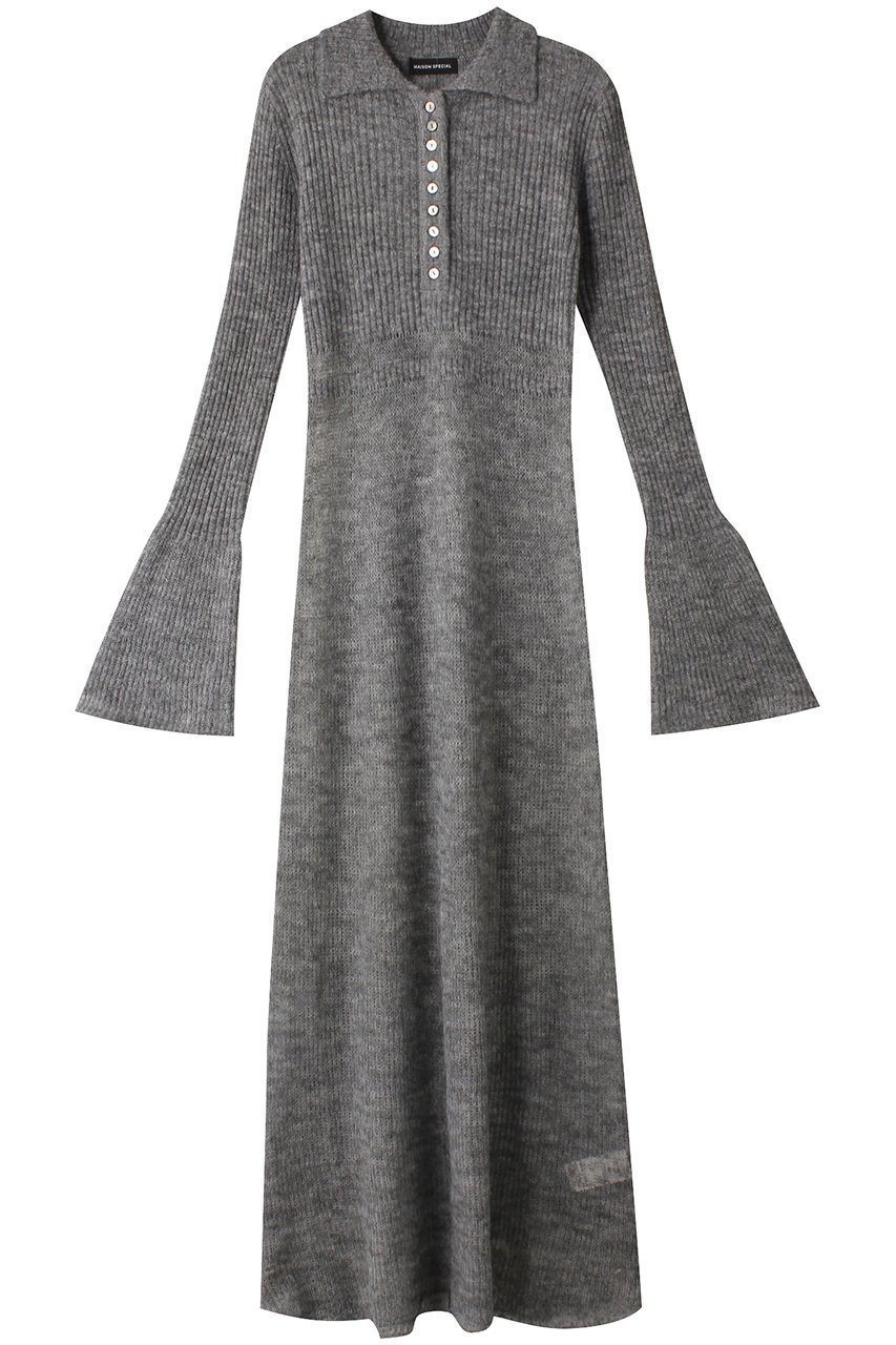 【メゾンスペシャル/MAISON SPECIAL】のSheer Knit Polo Shirt Maxidresses/シアーニットポロワンピース インテリア・キッズ・メンズ・レディースファッション・服の通販 founy(ファニー) 　ファッション　Fashion　レディースファッション　Fashion for Women　ワンピース　Dresses　フォーマル・パーティードレス・結婚式用ドレス　Elegant & Casual Dresses　チュニック　Tunic Tops & Dresses　シアー　Sheer, See-Through　スリーブ　Sleeve, Long Sleeve / Short Sleeve　チュニック　Tunic, Long Top　ロング　Long, Long-Length　GRY(グレー)|ID: prp329100004607408 ipo3291000000032893228