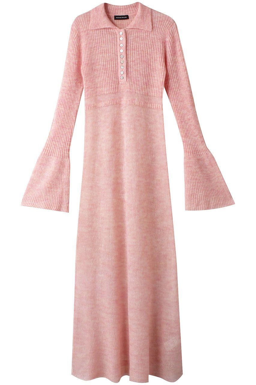 【メゾンスペシャル/MAISON SPECIAL】のSheer Knit Polo Shirt Maxidresses/シアーニットポロワンピース インテリア・キッズ・メンズ・レディースファッション・服の通販 founy(ファニー) 　ファッション　Fashion　レディースファッション　Fashion for Women　ワンピース　Dresses　フォーマル・パーティードレス・結婚式用ドレス　Elegant & Casual Dresses　チュニック　Tunic Tops & Dresses　シアー　Sheer, See-Through　スリーブ　Sleeve, Long Sleeve / Short Sleeve　チュニック　Tunic, Long Top　ロング　Long, Long-Length　PNK(ピンク)|ID: prp329100004607408 ipo3291000000032893236