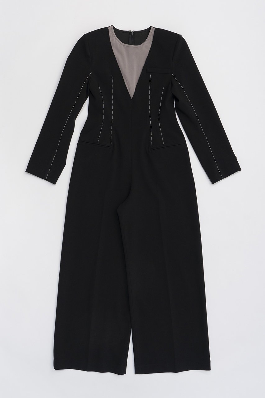 【プランク プロジェクト/PRANK PROJECT】のウーステッドオールインワン / Worsted All In One インテリア・キッズ・メンズ・レディースファッション・服の通販 founy(ファニー) 　ファッション　Fashion　レディースファッション　Fashion for Women　パンツ　Pants & Trousers　ストライプ　Stripe, Striped Pattern　チュール　Tulip, Tulip Motif　ハンド　Hand, Handmade　ボトム　Bottoms, Lower Wear　マニッシュ　Mannish, Boyish　ワイド　Wide, Wide Fit　BLK(ブラック)|ID: prp329100004607412 ipo3291000000036089708