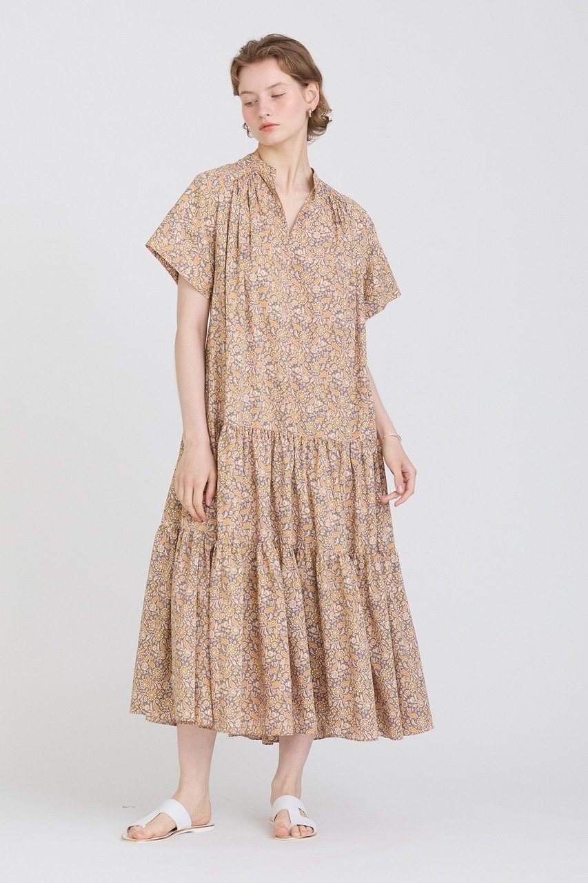 【ハウス オブ ロータス/HOUSE OF LOTUS】のペイズリープリントティアードワンピース 人気、トレンドファッション・服の通販 founy(ファニー) 　ファッション　Fashion　レディースファッション　Fashion for Women　ワンピース　Dresses　チュニック　Tunic Tops & Dresses　スタンド　Stand Collar, Upright Stand　チュニック　Tunic, Long Top　ティアード　Tiered, Tiered Style　フェミニン　Feminine, Girly　ペイズリー　Paisley, Ethnic Pattern　ロング　Long, Long-Length　エレガント 上品　Elegant　other-6|ID: prp329100004607419 ipo3291000000032893659