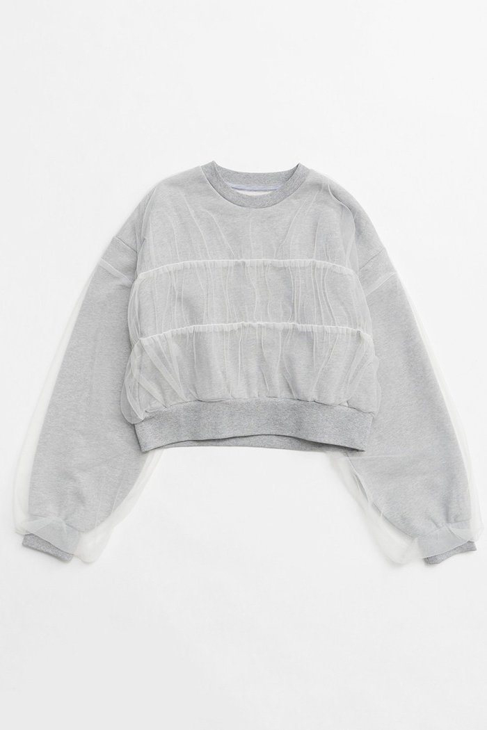 【メゾンスペシャル/MAISON SPECIAL】のTulle Layered Sweatshirt/チュールレイヤードスウェット インテリア・キッズ・メンズ・レディースファッション・服の通販 founy(ファニー) https://founy.com/ ファッション Fashion レディースファッション Fashion for Women トップス・カットソー Cut & Sew Tops シャツ・ブラウス・オフィスカジュアル Elegant Blouses & Button-Ups レディースパーカー・カジュアルフーディー Casual Hoodies & Sweatshirts ロングTシャツ・Tシャツ Longline T-Shirts & Tees スウェット・クルーネックトップス Sweatshirts & Crewnecks / Relaxed Fit Sweat Tops カットソー・ベーシックTシャツ Cut-and-Sewn Tops / Stretch Tees & Basics シアー Sheer, See-Through シャーリング Shirring, Ruched ショート Short, Short Length シンプル Simple, Minimal スウェット / スエット Sweatshirt, Sweatwear チュール Tulip, Tulip Motif ドッキング Docking, Mixed Material フォルム Silhouette, Form ベーシック Basic, Essential ボトム Bottoms, Lower Wear ワイド Wide, Wide Fit 春 Spring 秋 Autumn |ID: prp329100004607437 ipo3291000000032894071