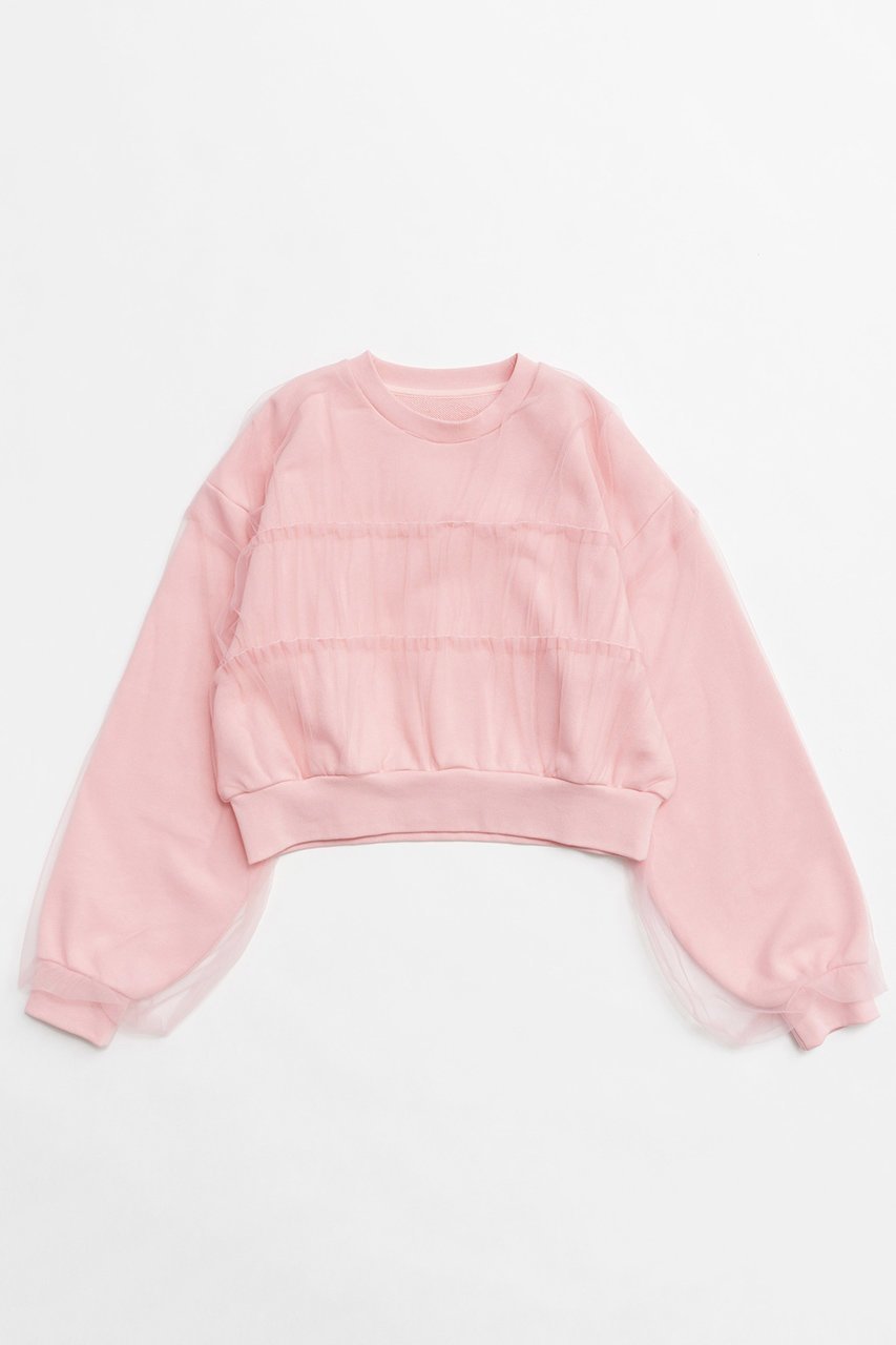 【メゾンスペシャル/MAISON SPECIAL】のTulle Layered Sweatshirt/チュールレイヤードスウェット インテリア・キッズ・メンズ・レディースファッション・服の通販 founy(ファニー) 　ファッション　Fashion　レディースファッション　Fashion for Women　トップス・カットソー　Cut & Sew Tops　シャツ・ブラウス・オフィスカジュアル　Elegant Blouses & Button-Ups　レディースパーカー・カジュアルフーディー　Casual Hoodies & Sweatshirts　ロングTシャツ・Tシャツ　Longline T-Shirts & Tees　スウェット・クルーネックトップス　Sweatshirts & Crewnecks / Relaxed Fit Sweat Tops　カットソー・ベーシックTシャツ　Cut-and-Sewn Tops / Stretch Tees & Basics　シアー　Sheer, See-Through　シャーリング　Shirring, Ruched　ショート　Short, Short Length　シンプル　Simple, Minimal　スウェット / スエット　Sweatshirt, Sweatwear　チュール　Tulip, Tulip Motif　ドッキング　Docking, Mixed Material　フォルム　Silhouette, Form　ベーシック　Basic, Essential　ボトム　Bottoms, Lower Wear　ワイド　Wide, Wide Fit　春　Spring　秋　Autumn　PNK(ピンク)|ID: prp329100004607437 ipo3291000000032894085