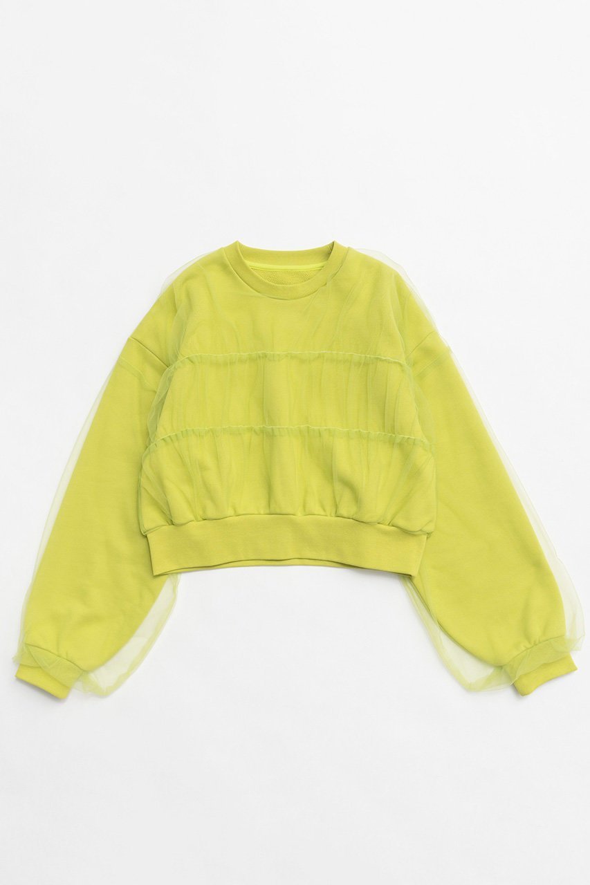 【メゾンスペシャル/MAISON SPECIAL】のTulle Layered Sweatshirt/チュールレイヤードスウェット インテリア・キッズ・メンズ・レディースファッション・服の通販 founy(ファニー) 　ファッション　Fashion　レディースファッション　Fashion for Women　トップス・カットソー　Cut & Sew Tops　シャツ・ブラウス・オフィスカジュアル　Elegant Blouses & Button-Ups　レディースパーカー・カジュアルフーディー　Casual Hoodies & Sweatshirts　ロングTシャツ・Tシャツ　Longline T-Shirts & Tees　スウェット・クルーネックトップス　Sweatshirts & Crewnecks / Relaxed Fit Sweat Tops　カットソー・ベーシックTシャツ　Cut-and-Sewn Tops / Stretch Tees & Basics　シアー　Sheer, See-Through　シャーリング　Shirring, Ruched　ショート　Short, Short Length　シンプル　Simple, Minimal　スウェット / スエット　Sweatshirt, Sweatwear　チュール　Tulip, Tulip Motif　ドッキング　Docking, Mixed Material　フォルム　Silhouette, Form　ベーシック　Basic, Essential　ボトム　Bottoms, Lower Wear　ワイド　Wide, Wide Fit　春　Spring　秋　Autumn　LIME(ライム)|ID: prp329100004607437 ipo3291000000034909178