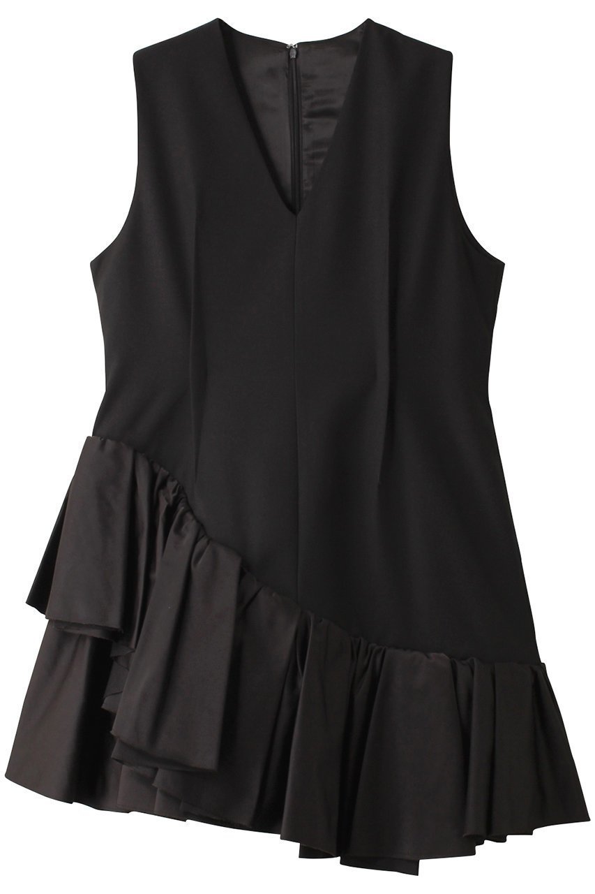 【プランク プロジェクト/PRANK PROJECT】のアシンメトリーラッフルドレス / Asymmetry Ruffle Dress インテリア・キッズ・メンズ・レディースファッション・服の通販 founy(ファニー) 　ファッション　Fashion　レディースファッション　Fashion for Women　ワンピース　Dresses　フォーマル・パーティードレス・結婚式用ドレス　Elegant & Casual Dresses　チュニック　Tunic Tops & Dresses　おすすめ　Recommended / Our Picks　アシンメトリー　Asymmetrical Style　サテン　Satin, Glossy Fabric　チュニック　Tunic, Long Top　ラッフル　Ruffle, Frill　ロング　Long, Long-Length　BLK(ブラック)|ID: prp329100004607440 ipo3291000000032894125