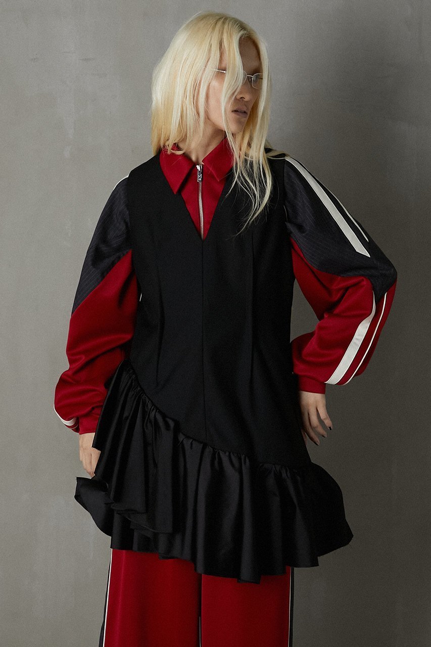 【プランク プロジェクト/PRANK PROJECT】のアシンメトリーラッフルドレス / Asymmetry Ruffle Dress 人気、トレンドファッション・服の通販 founy(ファニー) 　ファッション　Fashion　レディースファッション　Fashion for Women　ワンピース　Dresses　フォーマル・パーティードレス・結婚式用ドレス　Elegant & Casual Dresses　チュニック　Tunic Tops & Dresses　おすすめ　Recommended / Our Picks　アシンメトリー　Asymmetrical Style　サテン　Satin, Glossy Fabric　チュニック　Tunic, Long Top　ラッフル　Ruffle, Frill　ロング　Long, Long-Length　other-8|ID: prp329100004607440 ipo3291000000032894153