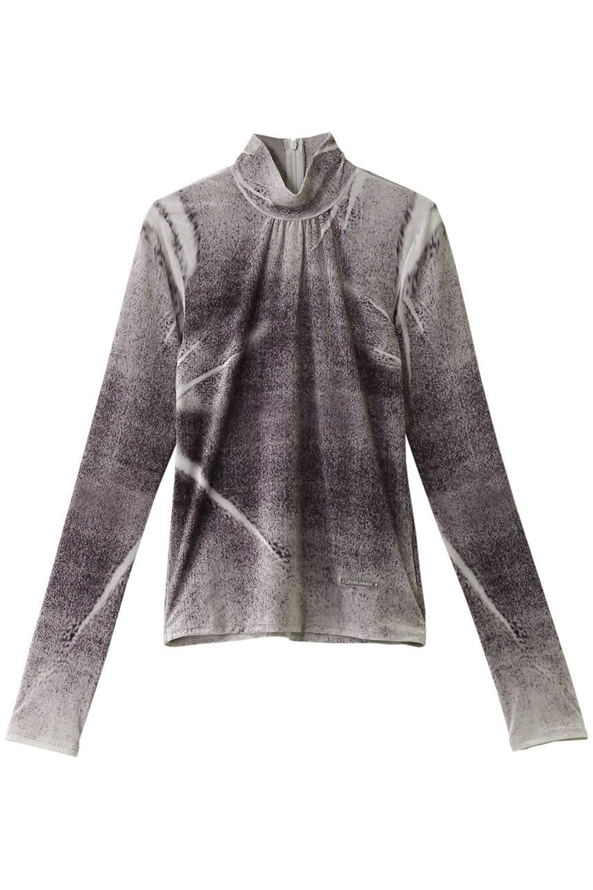 【プランク プロジェクト/PRANK PROJECT】のベロアプリントトップス/Velor Printed Top インテリア・キッズ・メンズ・レディースファッション・服の通販 founy(ファニー) 　ファッション　Fashion　レディースファッション　Fashion for Women　トップス・カットソー　Cut & Sew Tops　シャツ・ブラウス・オフィスカジュアル　Elegant Blouses & Button-Ups　ロングTシャツ・Tシャツ　Longline T-Shirts & Tees　カットソー・ベーシックTシャツ　Cut-and-Sewn Tops / Stretch Tees & Basics　ベロアトップス　Velour Tops / Velvet-Look Items　インナー　Innerwear　シアー　Sheer, See-Through　ストレッチ　Stretch, Stretchy Fabric　スリーブ　Sleeve, Long Sleeve / Short Sleeve　ブライト　Bright, Shiny　プリント　Print, Printed Pattern　ベロア　Velour, Soft Velvet　ロング　Long, Long-Length　BLK(ブラック)|ID: prp329100004607463 ipo3291000000035386948
