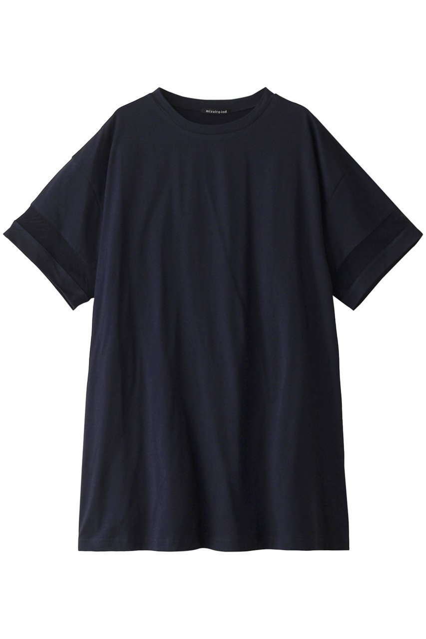 【ミズイロ インド/mizuiro ind】のmesh slv tunic OP ワンピース インテリア・キッズ・メンズ・レディースファッション・服の通販 founy(ファニー) 　ファッション　Fashion　レディースファッション　Fashion for Women　ワンピース　Dresses　チュニック　Tunic Tops & Dresses　カットソー　Cut and Sewn Top　ショルダー　Shoulder, Shoulder Strap　チュニック　Tunic, Long Top　ドロップ　Drop Shoulder, Dropped Style　メッシュ　Mesh, Net Fabric　ワイド　Wide, Wide Fit　切替　Switching, Contrast Panel　navy|ID: prp329100004607478 ipo3291000000032895032