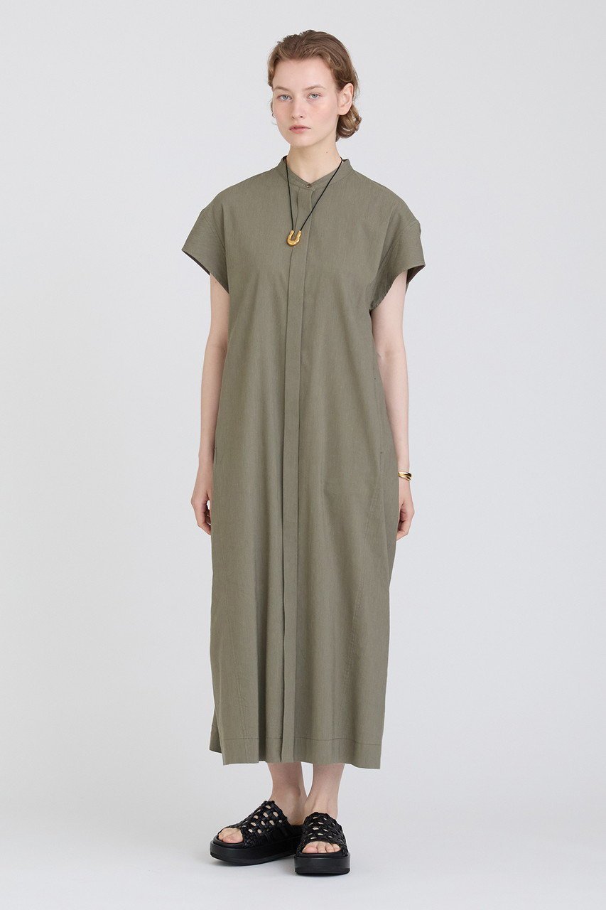 【ハウス オブ ロータス/HOUSE OF LOTUS】のコットンリネンブレンドスタンドカラーワンピース 人気、トレンドファッション・服の通販 founy(ファニー) 　ファッション　Fashion　レディースファッション　Fashion for Women　ワンピース　Dresses　チュニック　Tunic Tops & Dresses　カッティング　Cutting Detail　シンプル　Simple, Minimal　ストレッチ　Stretch, Stretchy Fabric　チュニック　Tunic, Long Top　フォルム　Silhouette, Form　フロント　Front, Front Design　ロング　Long, Long-Length　other-8|ID: prp329100004607481 ipo3291000000032895126
