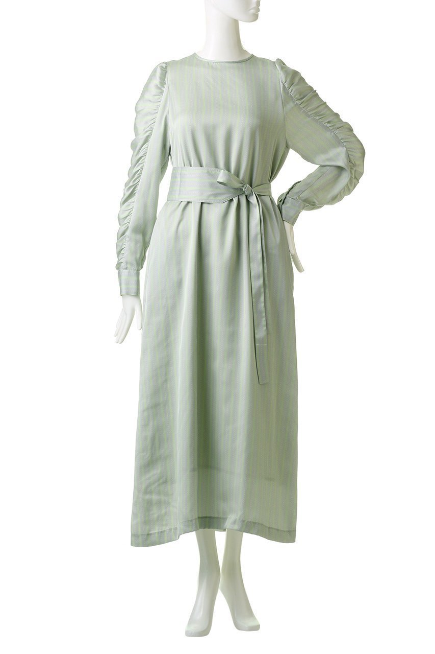 【マルティニーク/martinique】の【l heritage martinique】ストライプレースプリントドレス 人気、トレンドファッション・服の通販 founy(ファニー) 　ファッション　Fashion　レディースファッション　Fashion for Women　ワンピース　Dresses　フォーマル・パーティードレス・結婚式用ドレス　Elegant & Casual Dresses　チュニック　Tunic Tops & Dresses　ギャザー　Gathered, Ruffled　スタイリッシュ　Stylish, Fashionable　ストライプ　Stripe, Striped Pattern　スリーブ　Sleeve, Long Sleeve / Short Sleeve　チュニック　Tunic, Long Top　ドレス　Dress, One-Piece　リボン　Ribbon, Bow　ロング　Long, Long-Length　エレガント 上品　Elegant　再入荷　Restock / Back in Stock　other-6|ID: prp329100004607483 ipo3291000000035041201