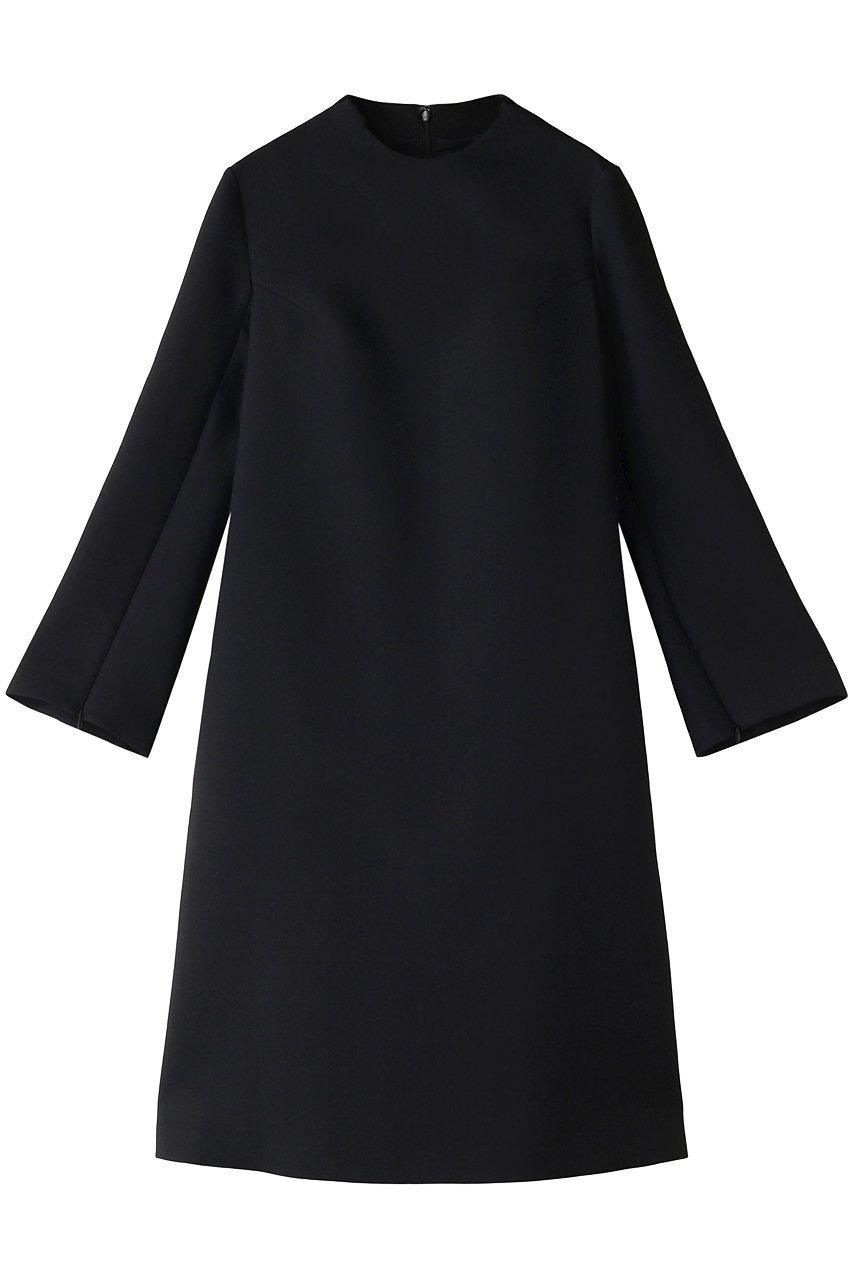 【ランバン オン ブルー/LANVIN en Bleu】のトリプルクロスAラインワンピース インテリア・キッズ・メンズ・レディースファッション・服の通販 founy(ファニー) 　ファッション　Fashion　レディースファッション　Fashion for Women　ワンピース　Dresses　チュニック　Tunic Tops & Dresses　Aラインワンピース・フレアシルエット　A-Line Dresses / Flared Silhouette Dresses　おすすめ　Recommended / Our Picks　エレガント 上品　Elegant　クラシカル　Classical, Vintage-Inspired　シンプル　Simple, Minimal　ジョーゼット　Georgette, Semi-Sheer Fabric　スリーブ　Sleeve, Long Sleeve / Short Sleeve　チュニック　Tunic, Long Top　トリプル　Triple, Three Layers　フレア　Flare, Flared　ロング　Long, Long-Length　ブラック|ID: prp329100004607487 ipo3291000000032895250