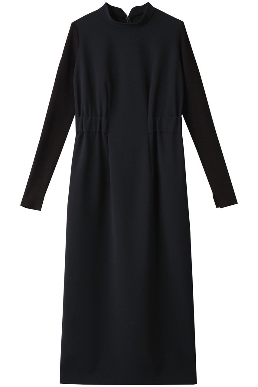 【ランバン オン ブルー/LANVIN en Bleu】のTRダブルクロスニットスリーブワンピース インテリア・キッズ・メンズ・レディースファッション・服の通販 founy(ファニー) 　ファッション　Fashion　レディースファッション　Fashion for Women　ワンピース　Dresses　チュニック　Tunic Tops & Dresses　クラシカル　Classical, Vintage-Inspired　スリーブ　Sleeve, Long Sleeve / Short Sleeve　ダブル　Double, Double-Breasted　チュニック　Tunic, Long Top　フィット　Fit, Slim Fit　ロング　Long, Long-Length　ネイビー|ID: prp329100004607489 ipo3291000000032895285