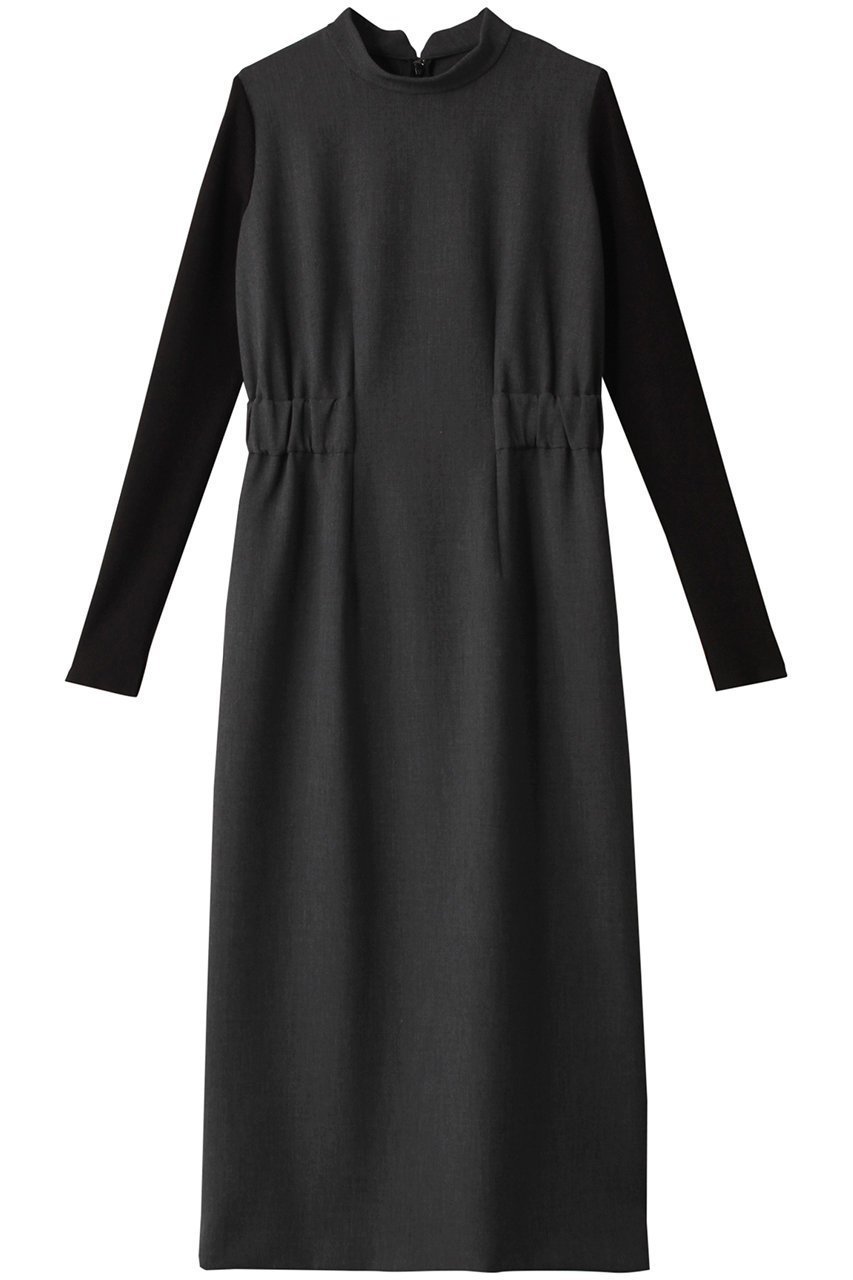 【ランバン オン ブルー/LANVIN en Bleu】のTRダブルクロスニットスリーブワンピース インテリア・キッズ・メンズ・レディースファッション・服の通販 founy(ファニー) 　ファッション　Fashion　レディースファッション　Fashion for Women　ワンピース　Dresses　チュニック　Tunic Tops & Dresses　クラシカル　Classical, Vintage-Inspired　スリーブ　Sleeve, Long Sleeve / Short Sleeve　ダブル　Double, Double-Breasted　チュニック　Tunic, Long Top　フィット　Fit, Slim Fit　ロング　Long, Long-Length　グレー|ID: prp329100004607489 ipo3291000000032895288