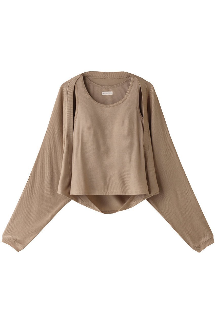 【プロタゴニスタ/PROTAGONISTA】のシェルフ ブラ タンクトップ&ボレロ インテリア・キッズ・メンズ・レディースファッション・服の通販 founy(ファニー) 　ファッション　Fashion　レディースファッション　Fashion for Women　アウター　Coat / Outerwear Collection　ボレロ・ショート丈ジャケット / ドレス羽織りに　Boleros & Short Jackets　トップス・カットソー　Cut & Sew Tops　シャツ・ブラウス・オフィスカジュアル　Elegant Blouses & Button-Ups　ロングTシャツ・Tシャツ　Longline T-Shirts & Tees　カットソー・ベーシックTシャツ　Cut-and-Sewn Tops / Stretch Tees & Basics　スリーブ　Sleeve, Long Sleeve / Short Sleeve　タンク　Tank Top, Sleeveless Top　フィット　Fit, Slim Fit　ボレロ　Bolero, Short Cardigan　ロング　Long, Long-Length　ベージュ|ID: prp329100004607496 ipo3291000000034954384