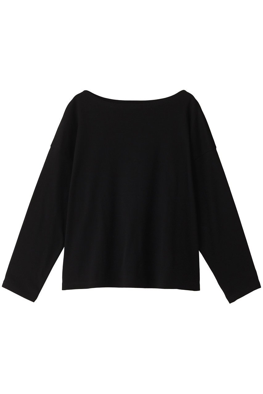 【スリー ドッツ/three dots】のシルキーコットンニットボートネック インテリア・キッズ・メンズ・レディースファッション・服の通販 founy(ファニー) 　ファッション　Fashion　レディースファッション　Fashion for Women　トップス・カットソー　Cut & Sew Tops　ニット　Knit Tops & Sweaters　シャツ・ブラウス・オフィスカジュアル　Elegant Blouses & Button-Ups　ロングTシャツ・Tシャツ　Longline T-Shirts & Tees　カットソー・ベーシックTシャツ　Cut-and-Sewn Tops / Stretch Tees & Basics　シンプル　Simple, Minimal　ストレッチ　Stretch, Stretchy Fabric　スリーブ　Sleeve, Long Sleeve / Short Sleeve　リュクス　Luxury, Elegant, High-End, Chic　ロング　Long, Long-Length　ブラック|ID: prp329100004607526 ipo3291000000032895869