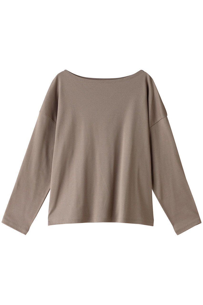 【スリー ドッツ/three dots】のシルキーコットンニットボートネック インテリア・キッズ・メンズ・レディースファッション・服の通販 founy(ファニー) 　ファッション　Fashion　レディースファッション　Fashion for Women　トップス・カットソー　Cut & Sew Tops　ニット　Knit Tops & Sweaters　シャツ・ブラウス・オフィスカジュアル　Elegant Blouses & Button-Ups　ロングTシャツ・Tシャツ　Longline T-Shirts & Tees　カットソー・ベーシックTシャツ　Cut-and-Sewn Tops / Stretch Tees & Basics　シンプル　Simple, Minimal　ストレッチ　Stretch, Stretchy Fabric　スリーブ　Sleeve, Long Sleeve / Short Sleeve　リュクス　Luxury, Elegant, High-End, Chic　ロング　Long, Long-Length　グレーベージュ|ID: prp329100004607526 ipo3291000000032895872