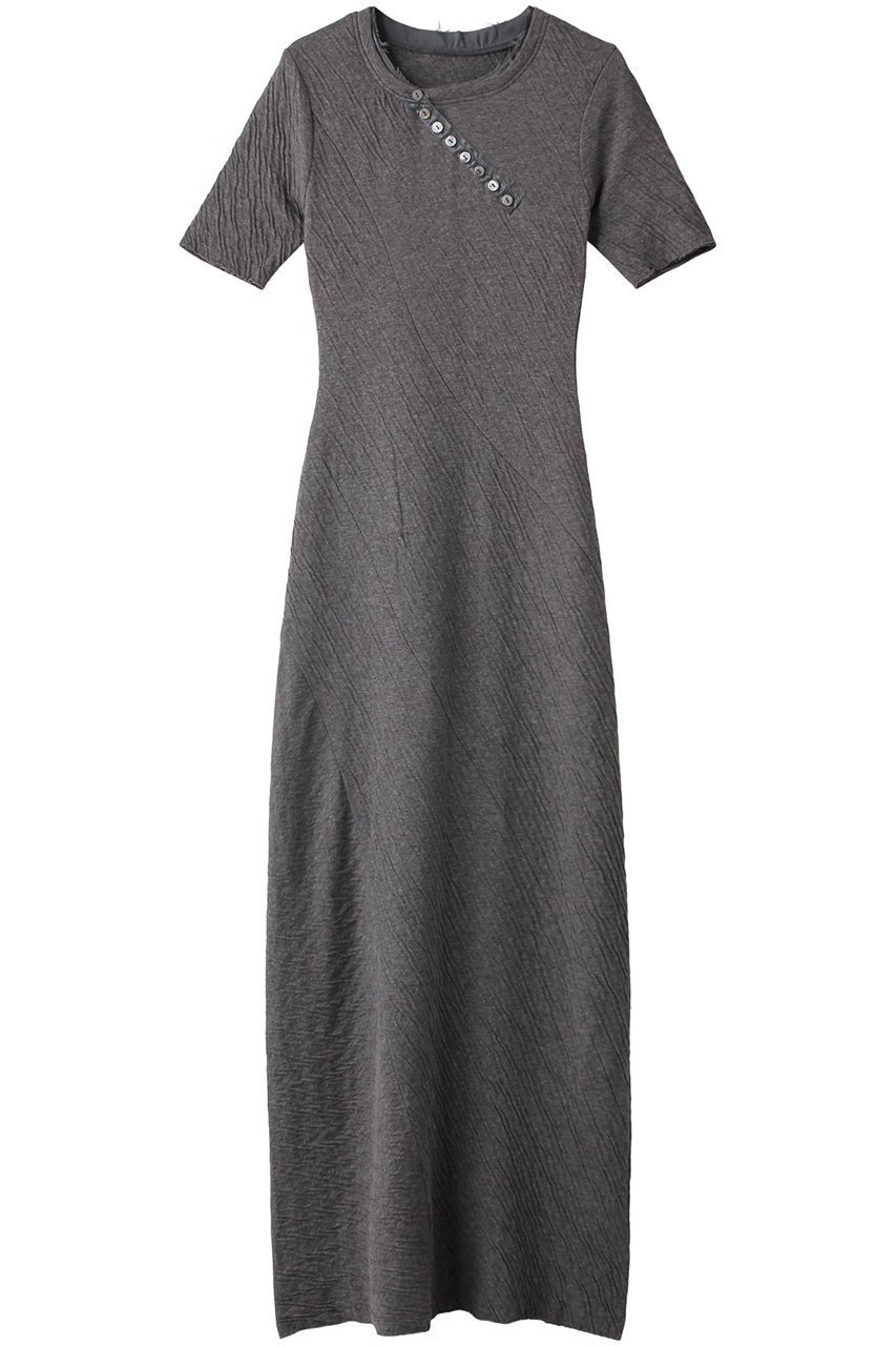 【プランク プロジェクト/PRANK PROJECT】のスラントヘンリーネックカットマキシワンピ / Slant Henley Neck Cut Maxi Dress インテリア・キッズ・メンズ・レディースファッション・服の通販 founy(ファニー) 　ファッション　Fashion　レディースファッション　Fashion for Women　ワンピース　Dresses　フォーマル・パーティードレス・結婚式用ドレス　Elegant & Casual Dresses　チュニック　Tunic Tops & Dresses　マキシ丈ワンピース・ロングドレス　Maxi Dresses / Long One-Pieces　サテン　Satin, Glossy Fabric　ダブル　Double, Double-Breasted　チュニック　Tunic, Long Top　フェイス　Face, Facial Design　ロング　Long, Long-Length　エレガント 上品　Elegant　GRY(グレー)|ID: prp329100004607527 ipo3291000000032895921