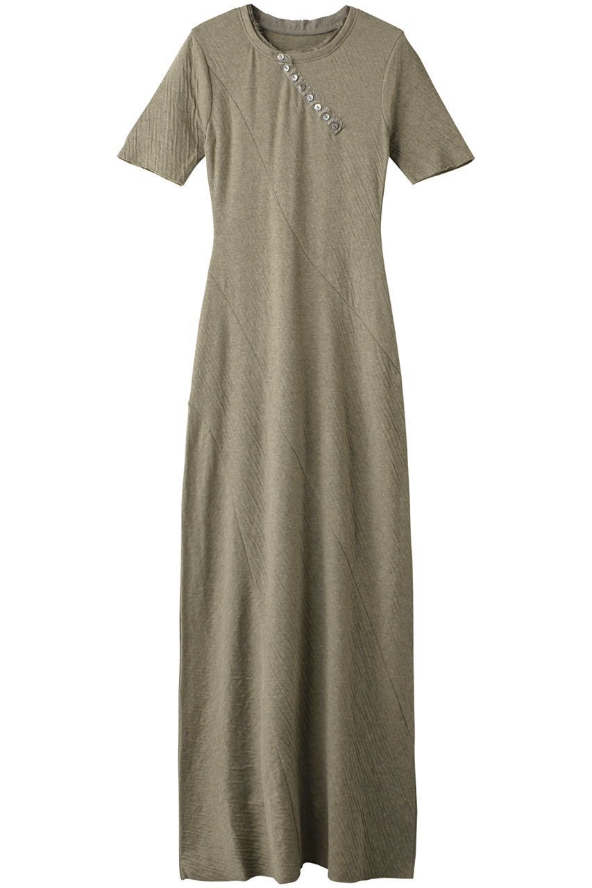 【プランク プロジェクト/PRANK PROJECT】のスラントヘンリーネックカットマキシワンピ / Slant Henley Neck Cut Maxi Dress インテリア・キッズ・メンズ・レディースファッション・服の通販 founy(ファニー) 　ファッション　Fashion　レディースファッション　Fashion for Women　ワンピース　Dresses　フォーマル・パーティードレス・結婚式用ドレス　Elegant & Casual Dresses　チュニック　Tunic Tops & Dresses　マキシ丈ワンピース・ロングドレス　Maxi Dresses / Long One-Pieces　サテン　Satin, Glossy Fabric　ダブル　Double, Double-Breasted　チュニック　Tunic, Long Top　フェイス　Face, Facial Design　ロング　Long, Long-Length　エレガント 上品　Elegant　KHK(カーキ)|ID: prp329100004607527 ipo3291000000032895925