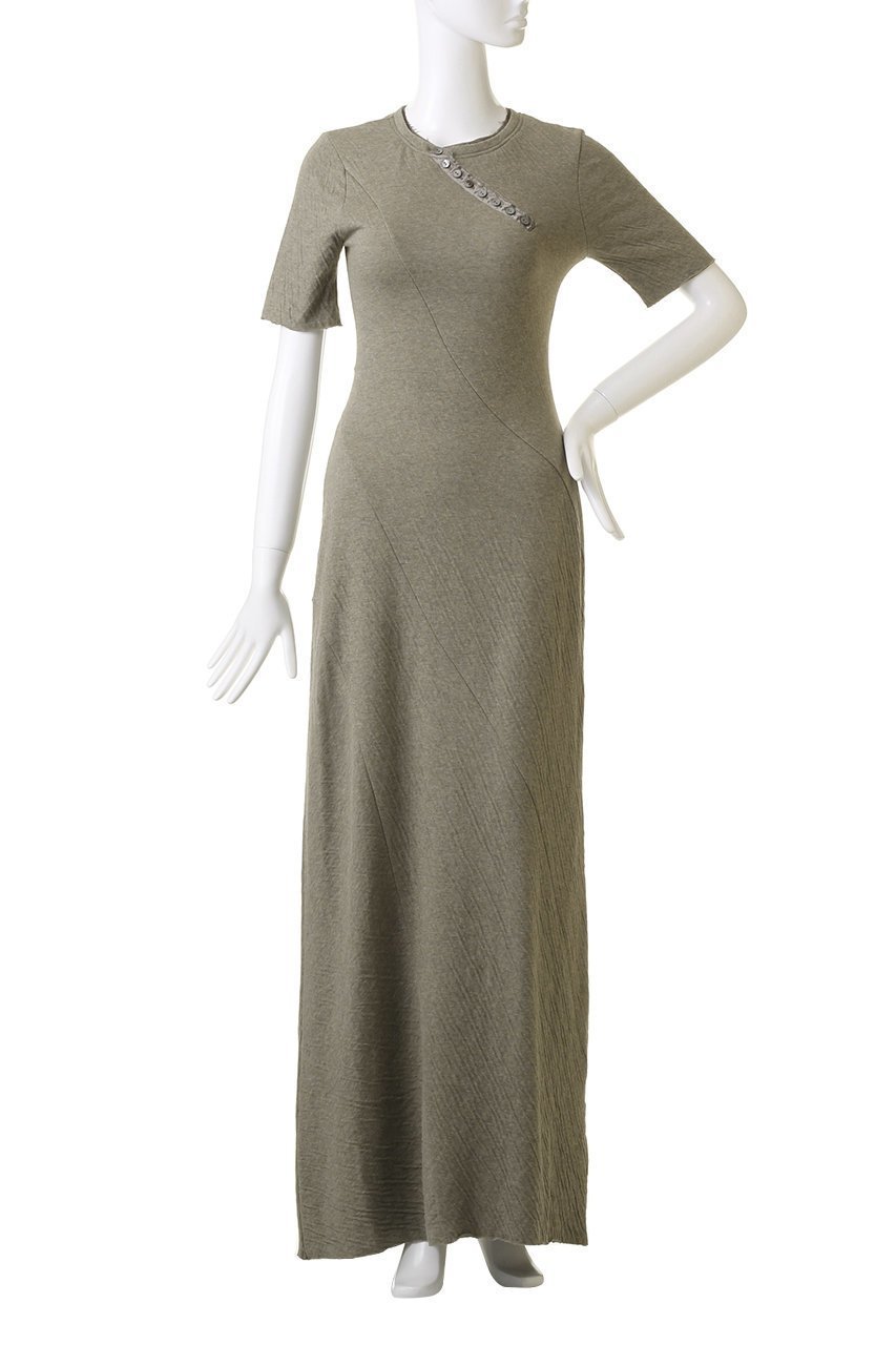 【プランク プロジェクト/PRANK PROJECT】のスラントヘンリーネックカットマキシワンピ / Slant Henley Neck Cut Maxi Dress 人気、トレンドファッション・服の通販 founy(ファニー) 　ファッション　Fashion　レディースファッション　Fashion for Women　ワンピース　Dresses　フォーマル・パーティードレス・結婚式用ドレス　Elegant & Casual Dresses　チュニック　Tunic Tops & Dresses　マキシ丈ワンピース・ロングドレス　Maxi Dresses / Long One-Pieces　サテン　Satin, Glossy Fabric　ダブル　Double, Double-Breasted　チュニック　Tunic, Long Top　フェイス　Face, Facial Design　ロング　Long, Long-Length　エレガント 上品　Elegant　other-2|ID: prp329100004607527 ipo3291000000032895928