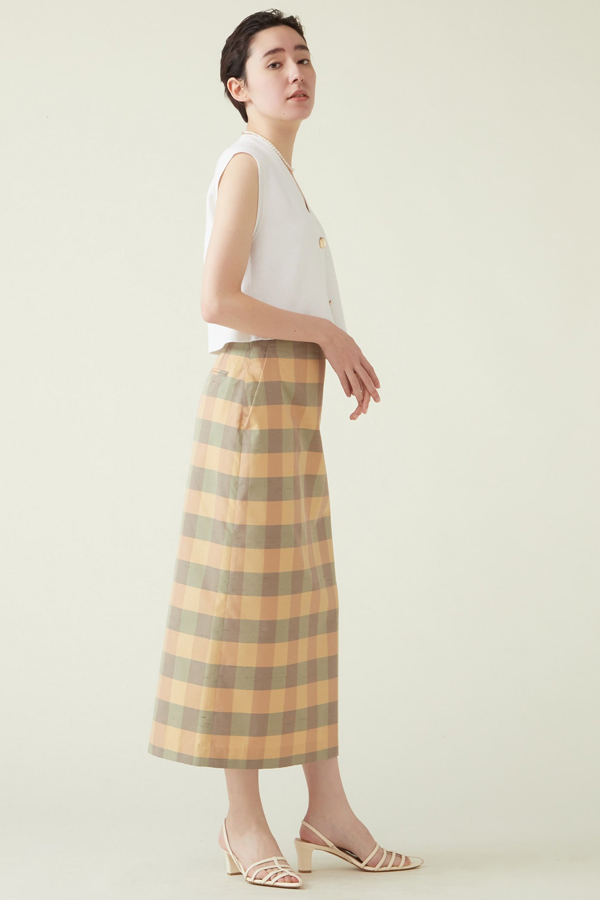 【マルティニーク/martinique】のIラインスカート 人気、トレンドファッション・服の通販 founy(ファニー) 　ファッション　Fashion　レディースファッション　Fashion for Women　スカート　Skirts　ロングスカート　Long Skirts / Maxi & Midi Skirts　シャンブレー　Chambray, Denim-Like Fabric　シルク　Silk, 100% Silk　シンプル　Simple, Minimal　チェック　Check, Plaid, Tartan　ロング　Long, Long-Length　other-6|ID: prp329100004607559 ipo3291000000033664415