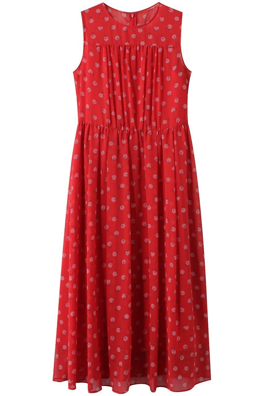 【アナイ/ANAYI】のマリンドットプリントギャザーフレアワンピース インテリア・キッズ・メンズ・レディースファッション・服の通販 founy(ファニー) 　ファッション　Fashion　レディースファッション　Fashion for Women　ワンピース　Dresses　チュニック　Tunic Tops & Dresses　ギャザー　Gathered, Ruffled　シフォン　Chiffon, Lightweight Fabric　ジャケット　Jacket, Outerwear　ストライプ　Stripe, Striped Pattern　チュニック　Tunic, Long Top　ドット　Polka Dot, Dot Pattern　ノースリーブ　Sleeveless, No-Sleeve　フィット　Fit, Slim Fit　フレア　Flare, Flared　プリント　Print, Printed Pattern　モチーフ　Motif, Design Theme　ランダム　Random, Irregular　ロング　Long, Long-Length　エレガント 上品　Elegant　再入荷　Restock / Back in Stock　レッド|ID: prp329100004607576 ipo3291000000035054015