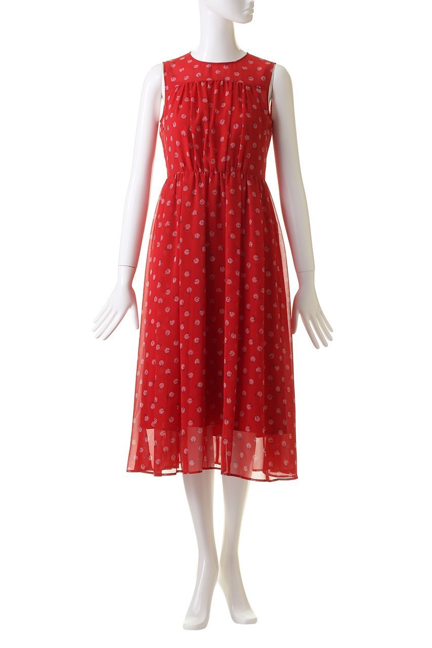 【アナイ/ANAYI】のマリンドットプリントギャザーフレアワンピース 人気、トレンドファッション・服の通販 founy(ファニー) 　ファッション　Fashion　レディースファッション　Fashion for Women　ワンピース　Dresses　チュニック　Tunic Tops & Dresses　ギャザー　Gathered, Ruffled　シフォン　Chiffon, Lightweight Fabric　ジャケット　Jacket, Outerwear　ストライプ　Stripe, Striped Pattern　チュニック　Tunic, Long Top　ドット　Polka Dot, Dot Pattern　ノースリーブ　Sleeveless, No-Sleeve　フィット　Fit, Slim Fit　フレア　Flare, Flared　プリント　Print, Printed Pattern　モチーフ　Motif, Design Theme　ランダム　Random, Irregular　ロング　Long, Long-Length　エレガント 上品　Elegant　other-2|ID: prp329100004607576 ipo3291000000036107213