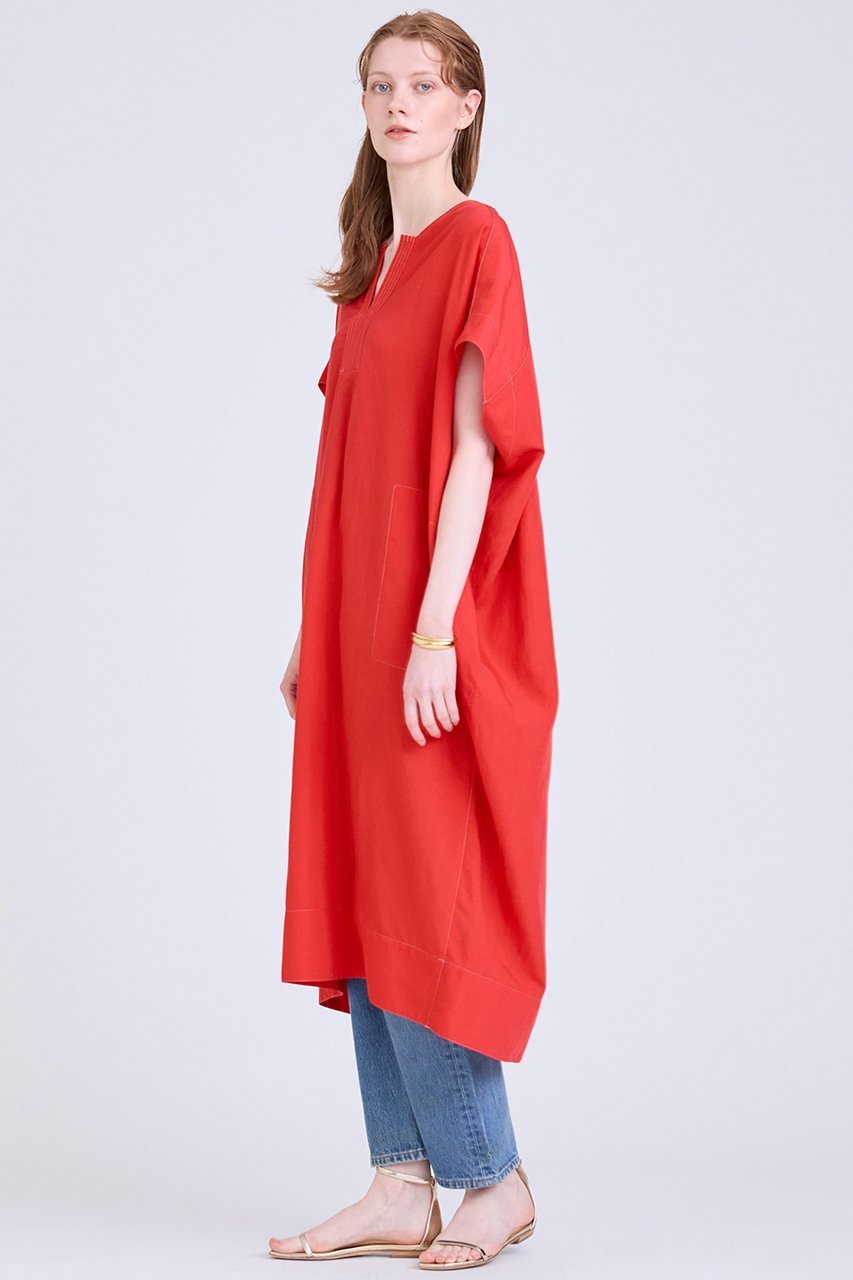 【ハウス オブ ロータス/HOUSE OF LOTUS】のバイカラーステッチコクーンワンピース 人気、トレンドファッション・服の通販 founy(ファニー) 　ファッション　Fashion　レディースファッション　Fashion for Women　ワンピース　Dresses　チュニック　Tunic Tops & Dresses　タンブラー　Tumbler, Travel Mug　チュニック　Tunic, Long Top　ドレープ　Drape, Draping Fabric　リゾート　Resort, Vacation Style　リネン　Linen, Linen Fabric　ロング　Long, Long-Length　エレガント 上品　Elegant　夏　Summer　other-2|ID: prp329100004607589 ipo3291000000032897084