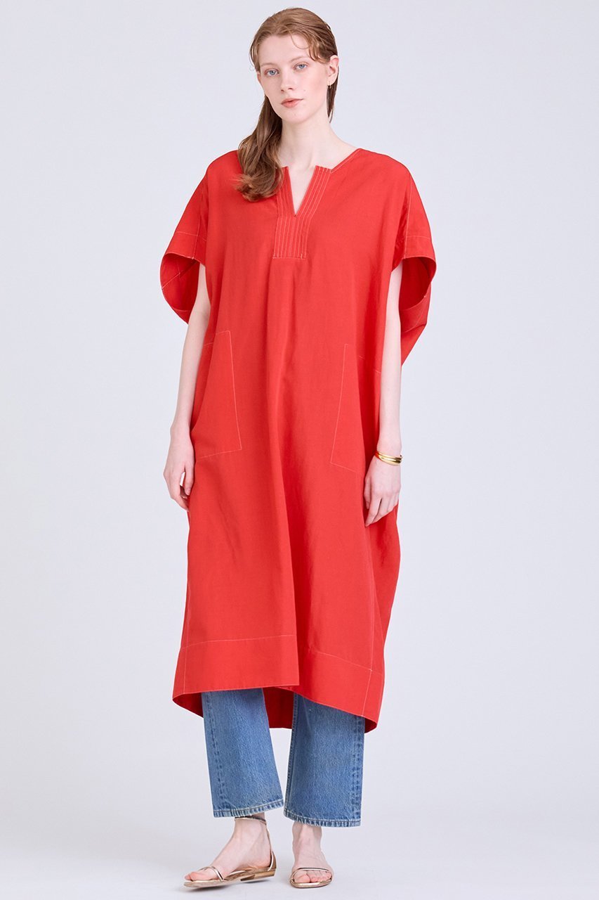 【ハウス オブ ロータス/HOUSE OF LOTUS】のバイカラーステッチコクーンワンピース 人気、トレンドファッション・服の通販 founy(ファニー) 　ファッション　Fashion　レディースファッション　Fashion for Women　ワンピース　Dresses　チュニック　Tunic Tops & Dresses　タンブラー　Tumbler, Travel Mug　チュニック　Tunic, Long Top　ドレープ　Drape, Draping Fabric　リゾート　Resort, Vacation Style　リネン　Linen, Linen Fabric　ロング　Long, Long-Length　エレガント 上品　Elegant　夏　Summer　other-4|ID: prp329100004607589 ipo3291000000032897092