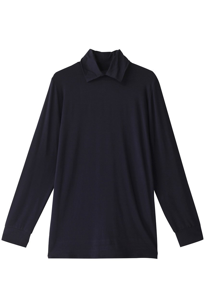 【ミズイロ インド/mizuiro ind】のshirt collar high neck P/O プルオーバー インテリア・キッズ・メンズ・レディースファッション・服の通販 founy(ファニー) 　ファッション　Fashion　レディースファッション　Fashion for Women　トップス・カットソー　Cut & Sew Tops　シャツ・ブラウス・オフィスカジュアル　Elegant Blouses & Button-Ups　ロングTシャツ・Tシャツ　Longline T-Shirts & Tees　カジュアルプルオーバー・ニットトップス　Pullovers & Knit Tops / Casual Pullovers　カットソー・ベーシックTシャツ　Cut-and-Sewn Tops / Stretch Tees & Basics　インナー　Innerwear　シンプル　Simple, Minimal　スリーブ　Sleeve, Long Sleeve / Short Sleeve　ハイネック　High Neck, Mock Neck　ベーシック　Basic, Essential　ロング　Long, Long-Length　エレガント 上品　Elegant　A/W・秋冬　Autumn/Winter　navy|ID: prp329100004607633 ipo3291000000032898249
