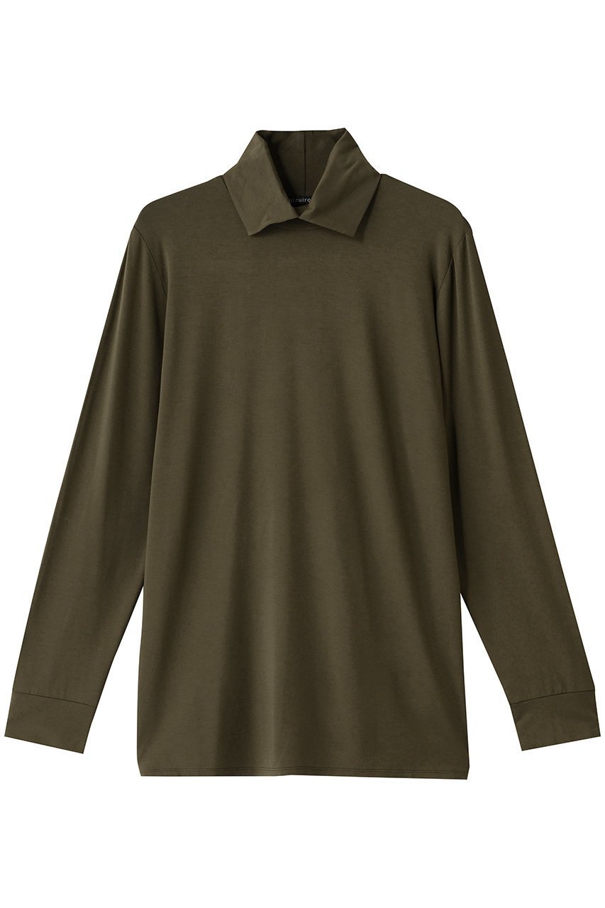 【ミズイロ インド/mizuiro ind】のshirt collar high neck P/O プルオーバー インテリア・キッズ・メンズ・レディースファッション・服の通販 founy(ファニー) 　ファッション　Fashion　レディースファッション　Fashion for Women　トップス・カットソー　Cut & Sew Tops　シャツ・ブラウス・オフィスカジュアル　Elegant Blouses & Button-Ups　カジュアルプルオーバー・ニットトップス　Pullovers & Knit Tops / Casual Pullovers　インナー　Innerwear　ショート　Short, Short Length　シンプル　Simple, Minimal　スリット　Slit, Slit Detail　スリーブ　Sleeve, Long Sleeve / Short Sleeve　タートルネック　Turtleneck, High Neck　フロント　Front, Front Design　新作・新入荷　New Arrivals / New In　khaki|ID: prp329100004607633 ipo3291000000033744413