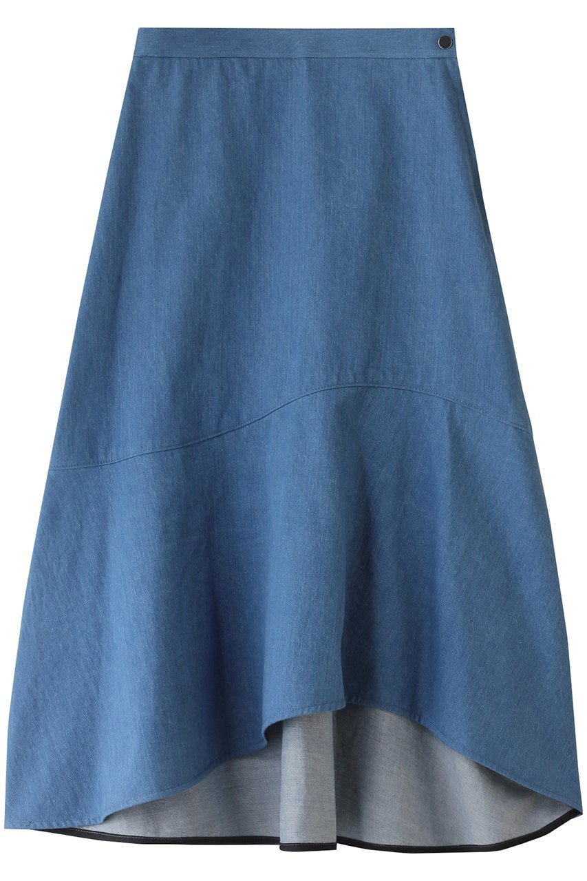 【デザイン ワークス/DESIGN WORKS】のデニムフレアスカート 人気、トレンドファッション・服の通販 founy(ファニー) 　ファッション　Fashion　レディースファッション　Fashion for Women　スカート　Skirts　Aライン・フレアスカート　A-Line & Flared Skirts　ロングスカート　Long Skirts / Maxi & Midi Skirts　アシンメトリー　Asymmetrical Style　デニム　Denim, Jeans Material　フェミニン　Feminine, Girly　ヘムライン　Hemline, Bottom Cut　ロング　Long, Long-Length　定番　Standard, Basic Item　日本製　Made In Japan　 other-1|ID: prp329100004607670 ipo3291000000035691109