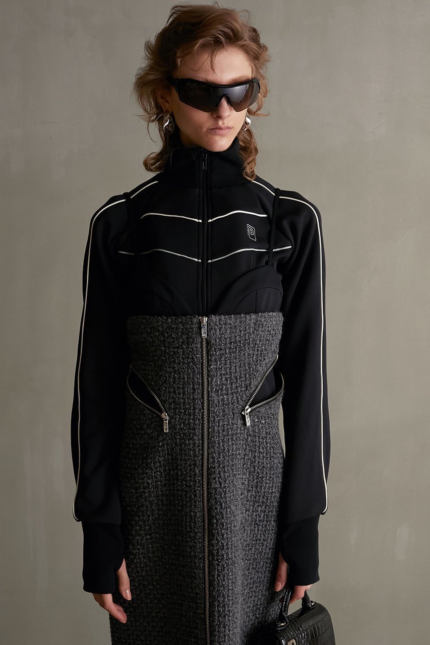 【プランク プロジェクト/PRANK PROJECT】のツイードジップワンピース / Tweed Zip Dress 人気、トレンドファッション・服の通販 founy(ファニー) 　ファッション　Fashion　レディースファッション　Fashion for Women　ワンピース　Dresses　フォーマル・パーティードレス・結婚式用ドレス　Elegant & Casual Dresses　チュニック　Tunic Tops & Dresses　おすすめ　Recommended / Our Picks　インナー　Innerwear　ウォーム　Warm Fabric　キャミワンピース　Cami Dress, Slip Dress　ストライプ　Stripe, Striped Pattern　スリット　Slit, Slit Detail　チュニック　Tunic, Long Top　フロント　Front, Front Design　ロング　Long, Long-Length　other-7|ID: prp329100004607684 ipo3291000000034422061