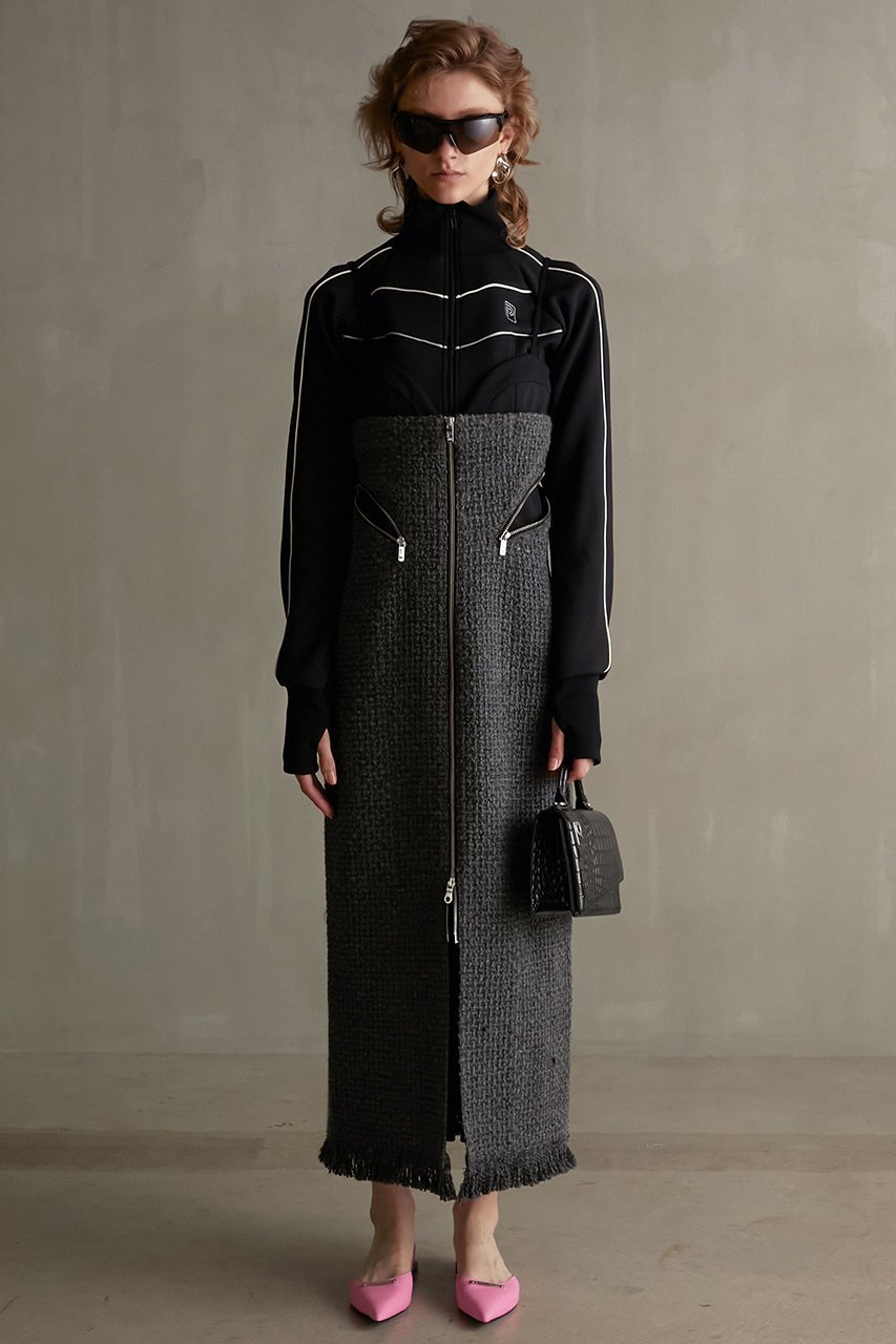 【プランク プロジェクト/PRANK PROJECT】のツイードジップワンピース / Tweed Zip Dress 人気、トレンドファッション・服の通販 founy(ファニー) 　ファッション　Fashion　レディースファッション　Fashion for Women　ワンピース　Dresses　フォーマル・パーティードレス・結婚式用ドレス　Elegant & Casual Dresses　チュニック　Tunic Tops & Dresses　おすすめ　Recommended / Our Picks　インナー　Innerwear　ウォーム　Warm Fabric　キャミワンピース　Cami Dress, Slip Dress　ストライプ　Stripe, Striped Pattern　スリット　Slit, Slit Detail　チュニック　Tunic, Long Top　フロント　Front, Front Design　ロング　Long, Long-Length　other-8|ID: prp329100004607684 ipo3291000000034422062