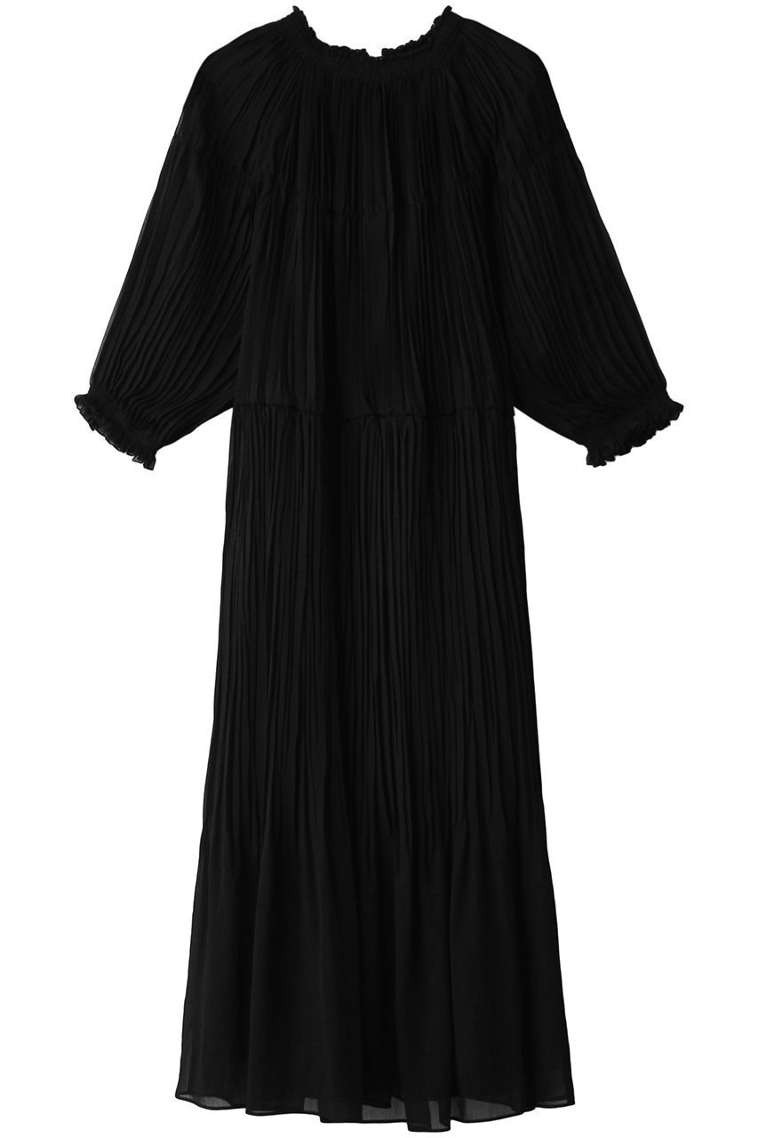 【マルティニーク/martinique】のジョーゼットプリーツワンピース インテリア・キッズ・メンズ・レディースファッション・服の通販 founy(ファニー) 　ファッション　Fashion　レディースファッション　Fashion for Women　ワンピース　Dresses　チュニック　Tunic Tops & Dresses　おすすめ　Recommended / Our Picks　アンダー　Underwear Essentials　ジョーゼット　Georgette, Semi-Sheer Fabric　チュニック　Tunic, Long Top　ドレス　Dress, One-Piece　プリーツ　Pleats, Pleated　ロング　Long, Long-Length　エレガント 上品　Elegant　ブラック|ID: prp329100004607687 ipo3291000000032899635