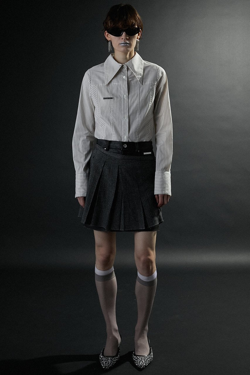 【プランク プロジェクト/PRANK PROJECT】のポイントカラーシャツ / Point Collar Shirt 人気、トレンドファッション・服の通販 founy(ファニー) 　ファッション　Fashion　レディースファッション　Fashion for Women　トップス・カットソー　Cut & Sew Tops　シャツ・ブラウス・オフィスカジュアル　Elegant Blouses & Button-Ups　インナー　Innerwear　ストライプ　Stripe, Striped Pattern　スリーブ　Sleeve, Long Sleeve / Short Sleeve　ビスチェ　Bustier, Corset Top　ベスト　Vest, Waistcoat　ロング　Long, Long-Length　other-6|ID: prp329100004607696 ipo3291000000034980229