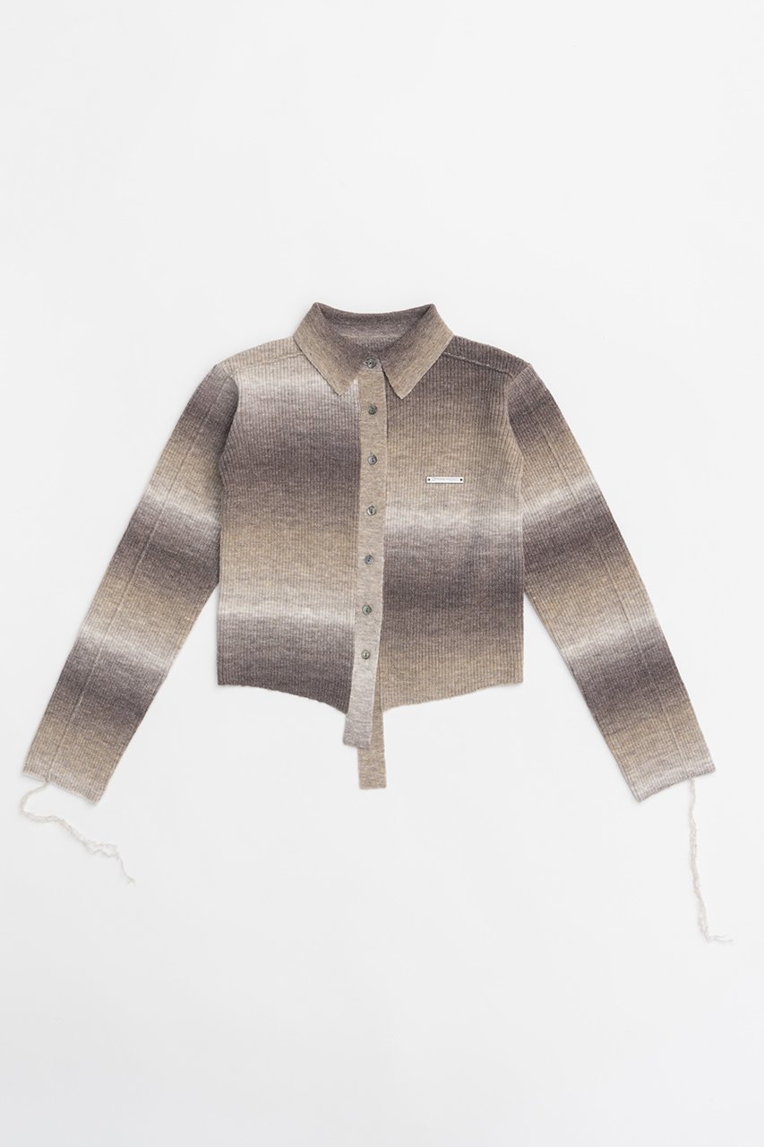 【プランク プロジェクト/PRANK PROJECT】のカスリニットシャツ / Blur Knit Shirt インテリア・キッズ・メンズ・レディースファッション・服の通販 founy(ファニー) 　ファッション　Fashion　レディースファッション　Fashion for Women　トップス・カットソー　Cut & Sew Tops　ニット　Knit Tops & Sweaters　シャツ・ブラウス・オフィスカジュアル　Elegant Blouses & Button-Ups　ロングTシャツ・Tシャツ　Longline T-Shirts & Tees　グラデーション　Gradient, Ombre　コンパクト　Compact, Small Size　ジャケット　Jacket, Outerwear　ストレッチ　Stretch, Stretchy Fabric　スリーブ　Sleeve, Long Sleeve / Short Sleeve　ロング　Long, Long-Length　BRN(ブラウン)|ID: prp329100004607697 ipo3291000000032900129