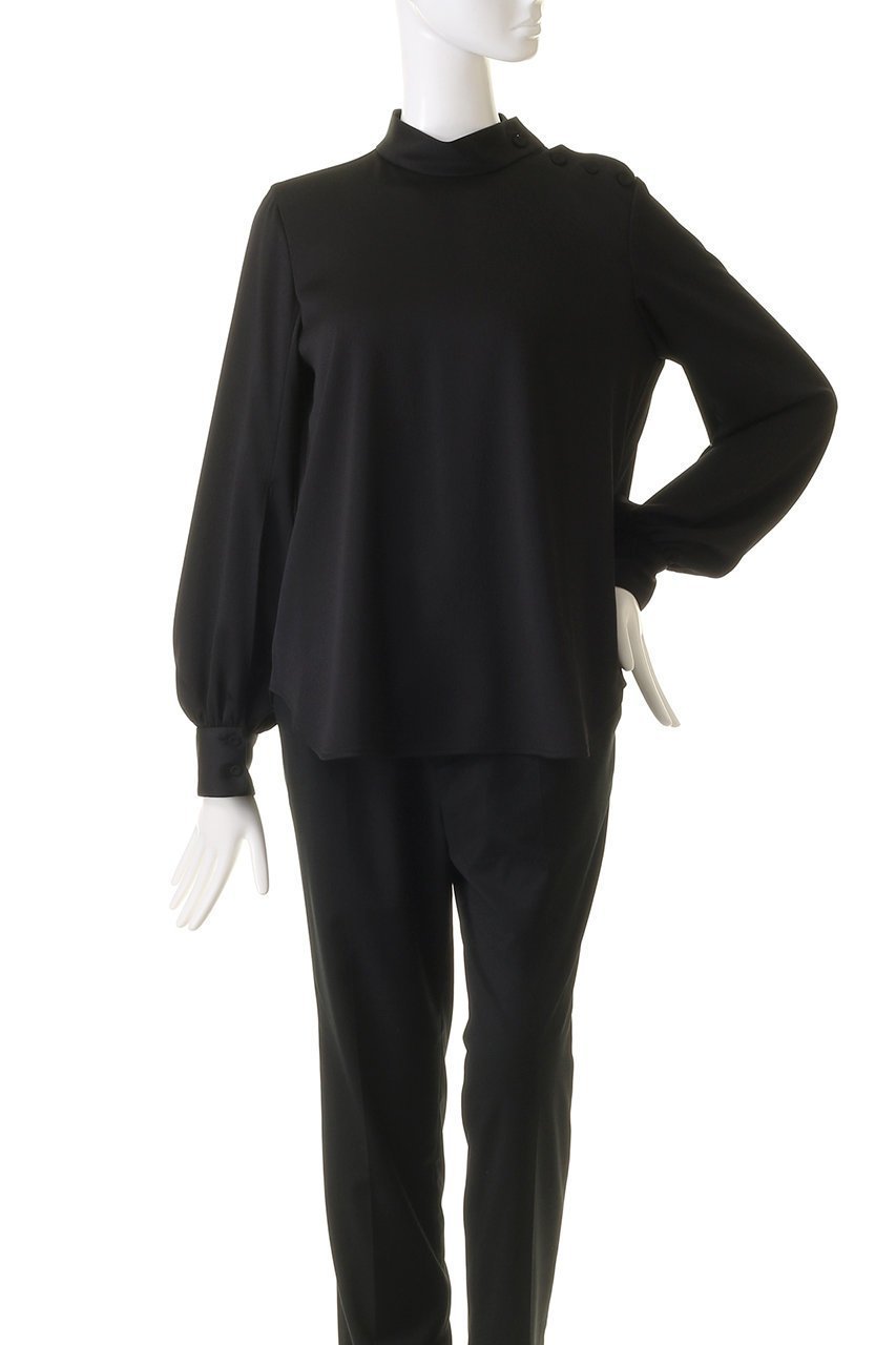 【デザイン ワークス/DESIGN WORKS】のサテンハイネックブラウス 人気、トレンドファッション・服の通販 founy(ファニー) 　ファッション　Fashion　レディースファッション　Fashion for Women　トップス・カットソー　Cut & Sew Tops　シャツ・ブラウス・オフィスカジュアル　Elegant Blouses & Button-Ups　スリット　Slit, Slit Detail　スリーブ　Sleeve, Long Sleeve / Short Sleeve　バランス　Balance, Style Balance　ロング　Long, Long-Length　エレガント 上品　Elegant　other-2|ID: prp329100004607700 ipo3291000000032900327