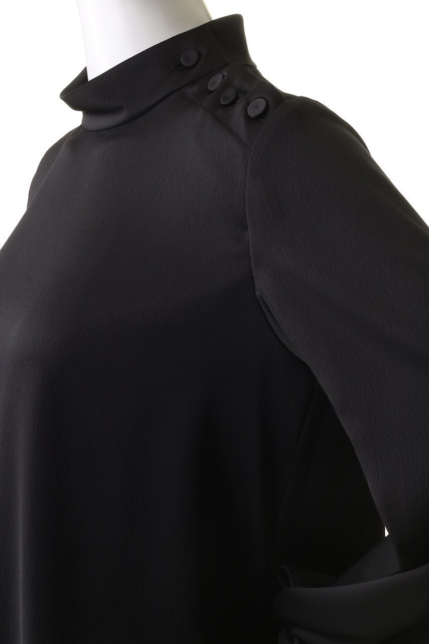 【デザイン ワークス/DESIGN WORKS】のサテンハイネックブラウス 人気、トレンドファッション・服の通販 founy(ファニー) 　ファッション　Fashion　レディースファッション　Fashion for Women　トップス・カットソー　Cut & Sew Tops　シャツ・ブラウス・オフィスカジュアル　Elegant Blouses & Button-Ups　スリット　Slit, Slit Detail　スリーブ　Sleeve, Long Sleeve / Short Sleeve　バランス　Balance, Style Balance　ロング　Long, Long-Length　エレガント 上品　Elegant　other-5|ID: prp329100004607700 ipo3291000000032900335