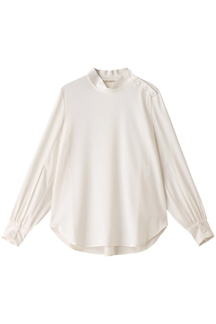 【デザイン ワークス/DESIGN WORKS】のサテンハイネックブラウス インテリア・キッズ・メンズ・レディースファッション・服の通販 founy(ファニー) https://founy.com/ ファッション Fashion レディースファッション Fashion for Women トップス・カットソー Cut & Sew Tops シャツ・ブラウス・オフィスカジュアル Elegant Blouses & Button-Ups スリット Slit, Slit Detail スリーブ Sleeve, Long Sleeve / Short Sleeve バランス Balance, Style Balance ロング Long, Long-Length エレガント 上品 Elegant |ID: prp329100004607700 ipo3291000000034956006