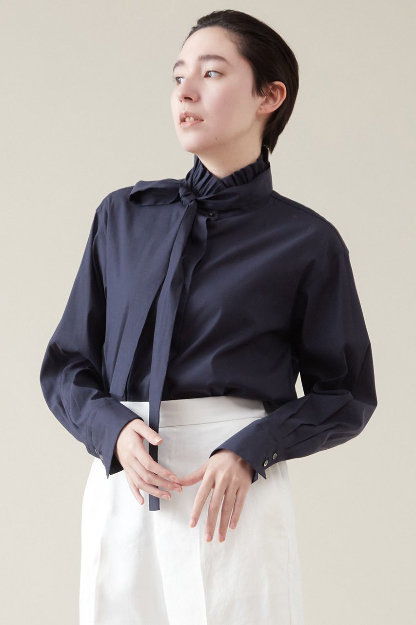 【マルティニーク/martinique】のフリルカラーボータイブラウス 人気、トレンドファッション・服の通販 founy(ファニー) 　ファッション　Fashion　レディースファッション　Fashion for Women　トップス・カットソー　Cut & Sew Tops　シャツ・ブラウス・オフィスカジュアル　Elegant Blouses & Button-Ups　おすすめ　Recommended / Our Picks　インナー　Innerwear　ジャケット　Jacket, Outerwear　スリーブ　Sleeve, Long Sleeve / Short Sleeve　フリル　Frill, Ruffle　フロント　Front, Front Design　ロング　Long, Long-Length　エレガント 上品　Elegant　 other-1|ID: prp329100004607728 ipo3291000000032901756