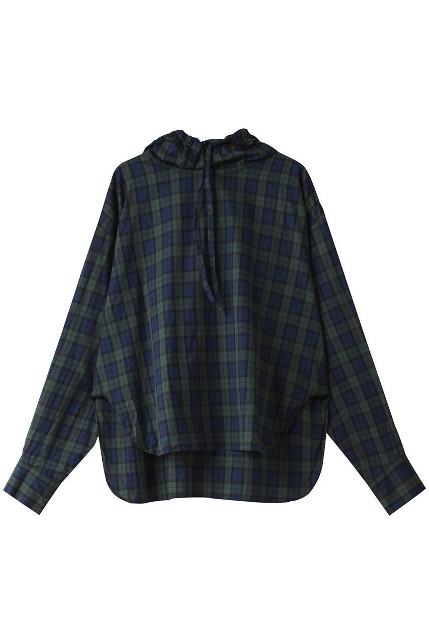 【ミズイロ インド/mizuiro ind】のcheck gathered hood P/O shirt シャツ インテリア・キッズ・メンズ・レディースファッション・服の通販 founy(ファニー) 　ファッション　Fashion　レディースファッション　Fashion for Women　トップス・カットソー　Cut & Sew Tops　シャツ・ブラウス・オフィスカジュアル　Elegant Blouses & Button-Ups　ギャザー　Gathered, Ruffled　スリーブ　Sleeve, Long Sleeve / Short Sleeve　チェック　Check, Plaid, Tartan　ロング　Long, Long-Length　秋　Autumn　96black watch|ID: prp329100004607733 ipo3291000000032902064